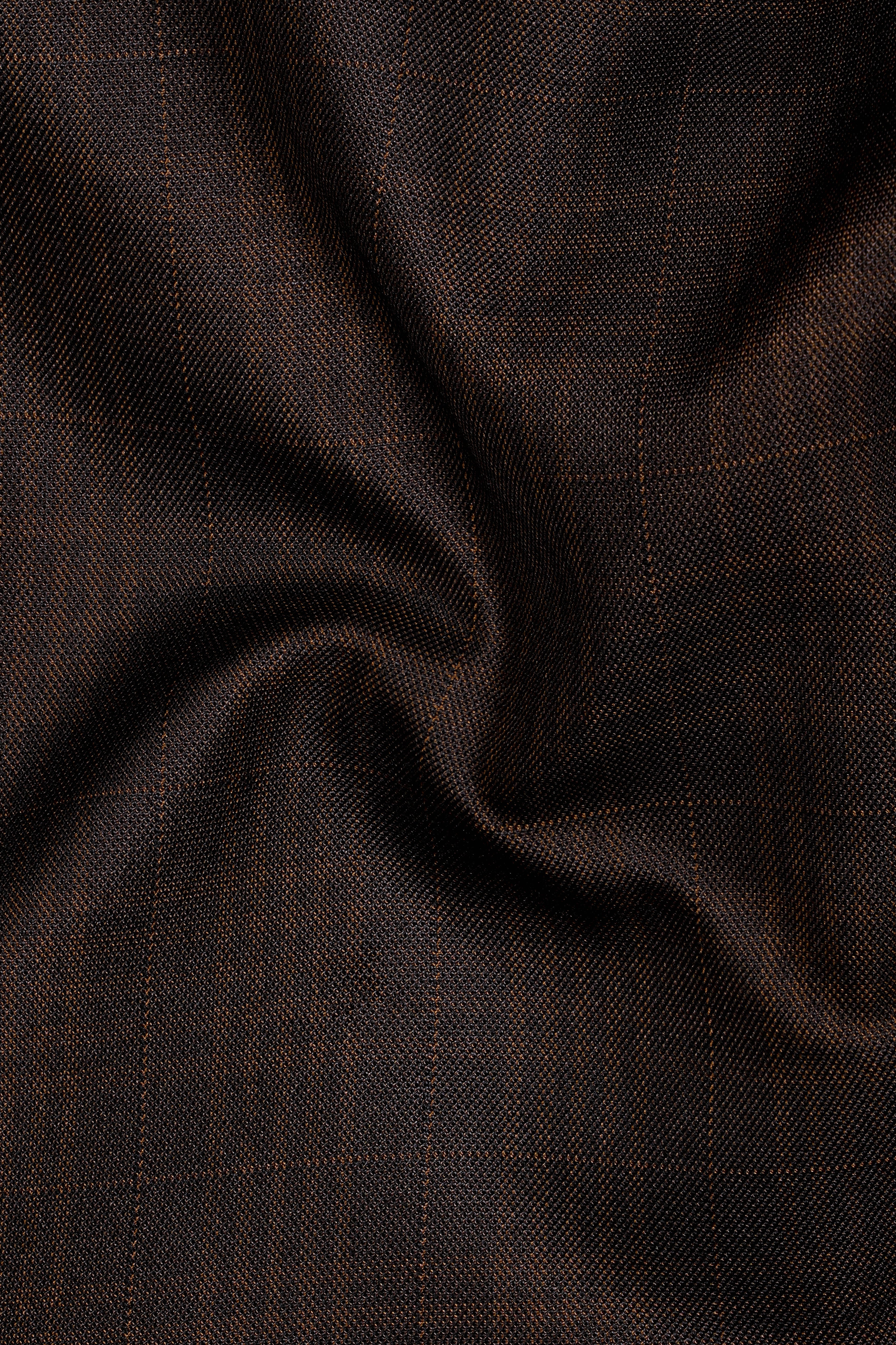 Birch Brown Plaid Cross Placket Bandhgala Blazer