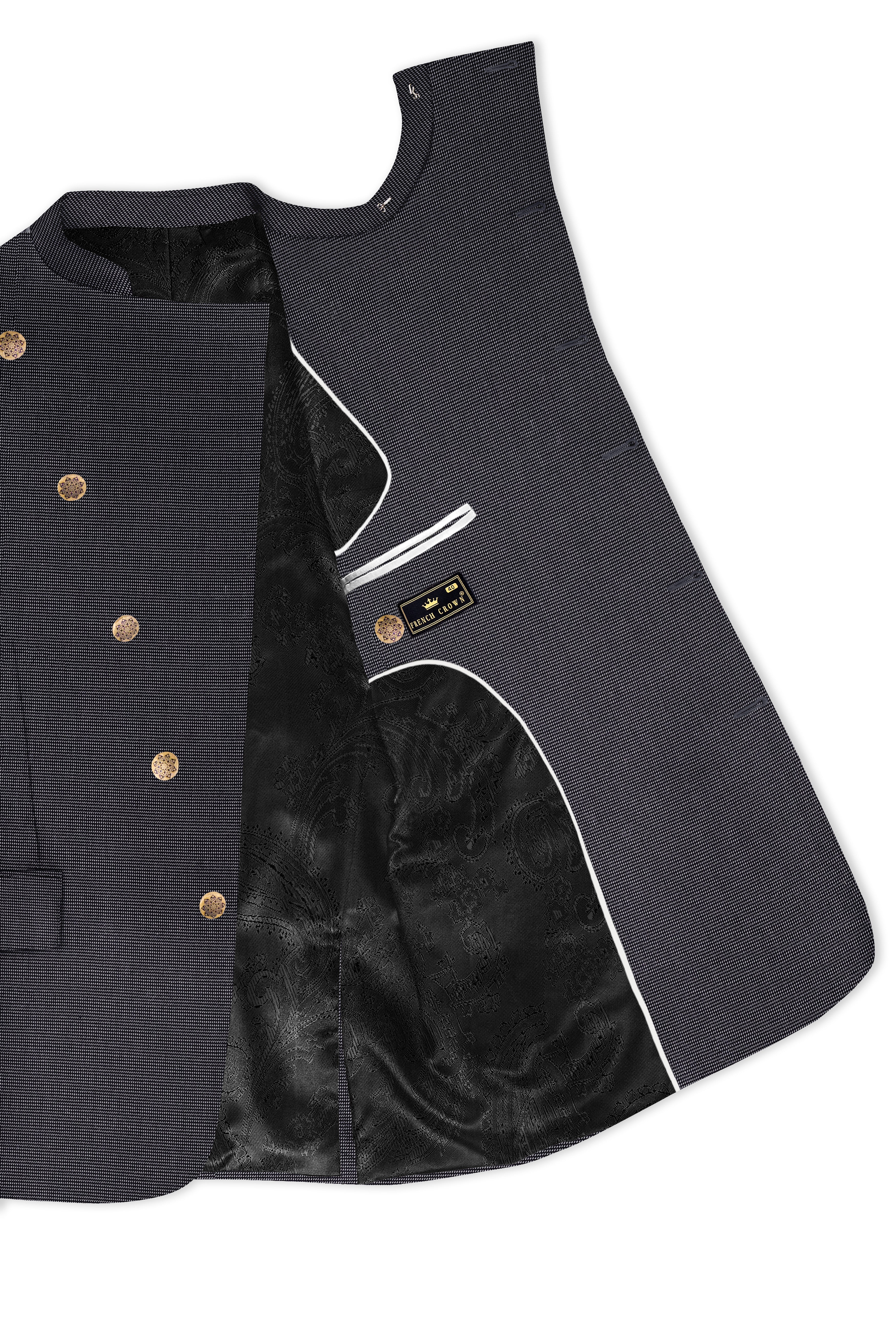 Gunmetal Gray Cross Placket Bandhgala Premium Cotton Blazer