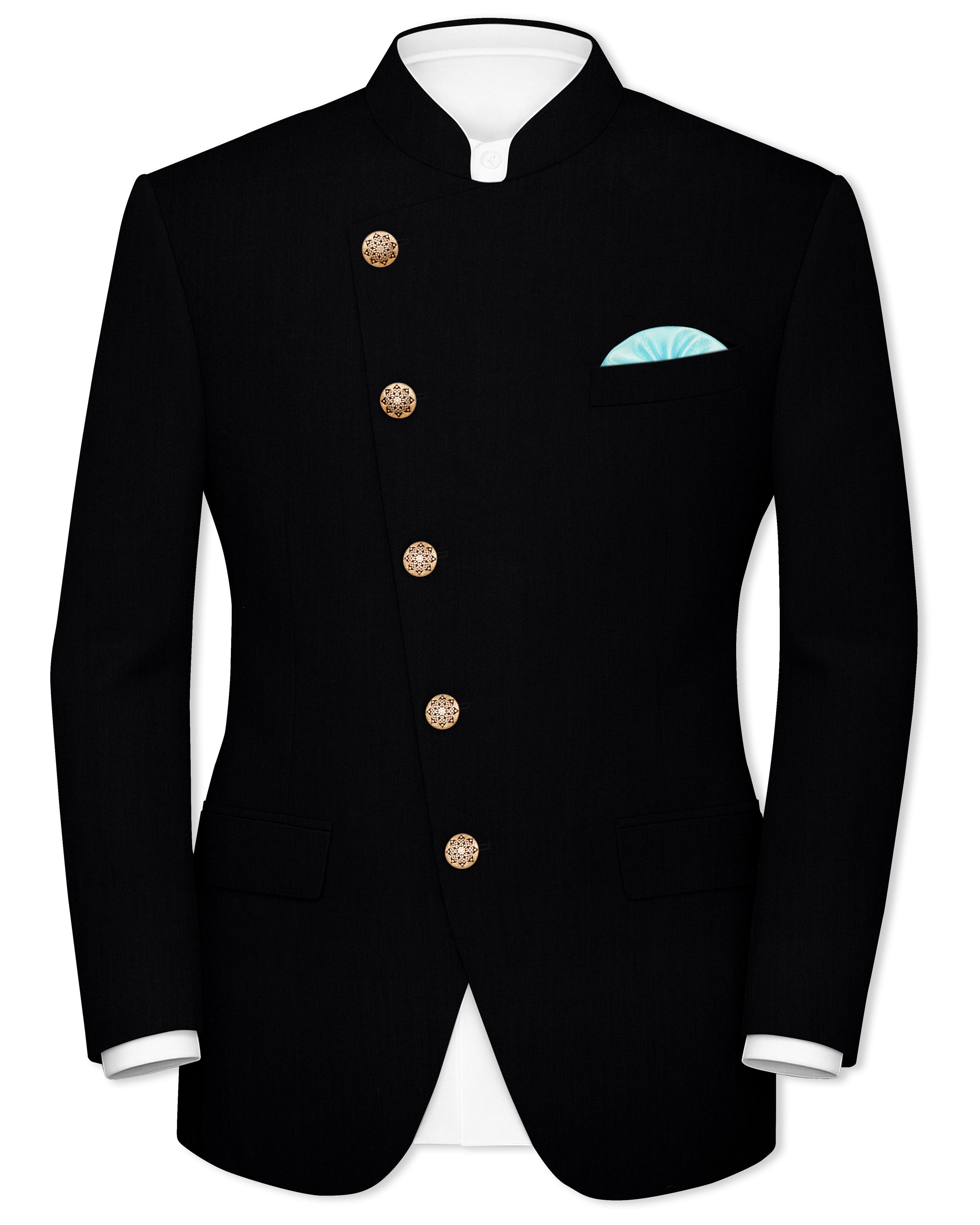 Thunder Black Cross Placket Bandhgala Blazer