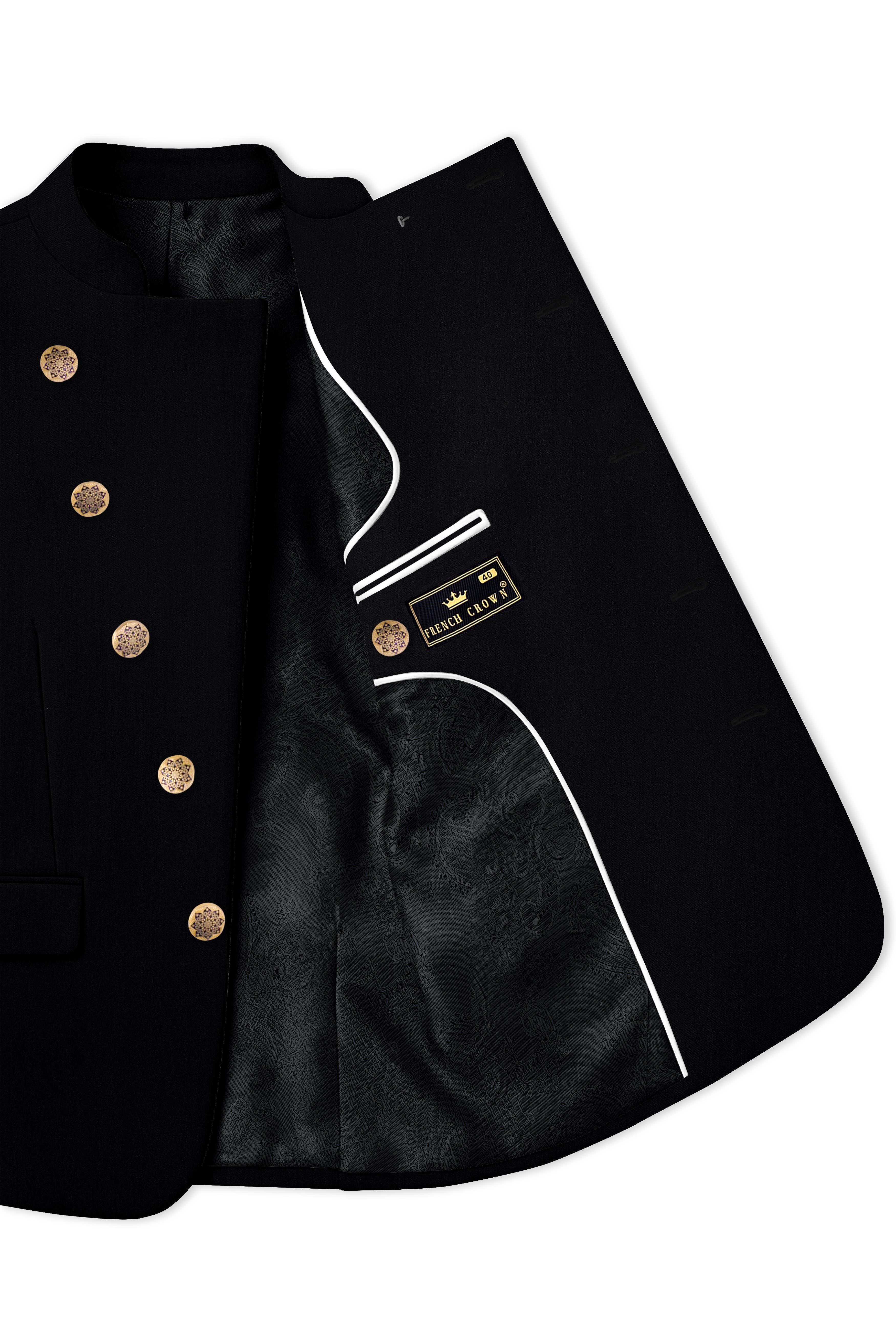 Thunder Black Cross Placket Bandhgala Blazer