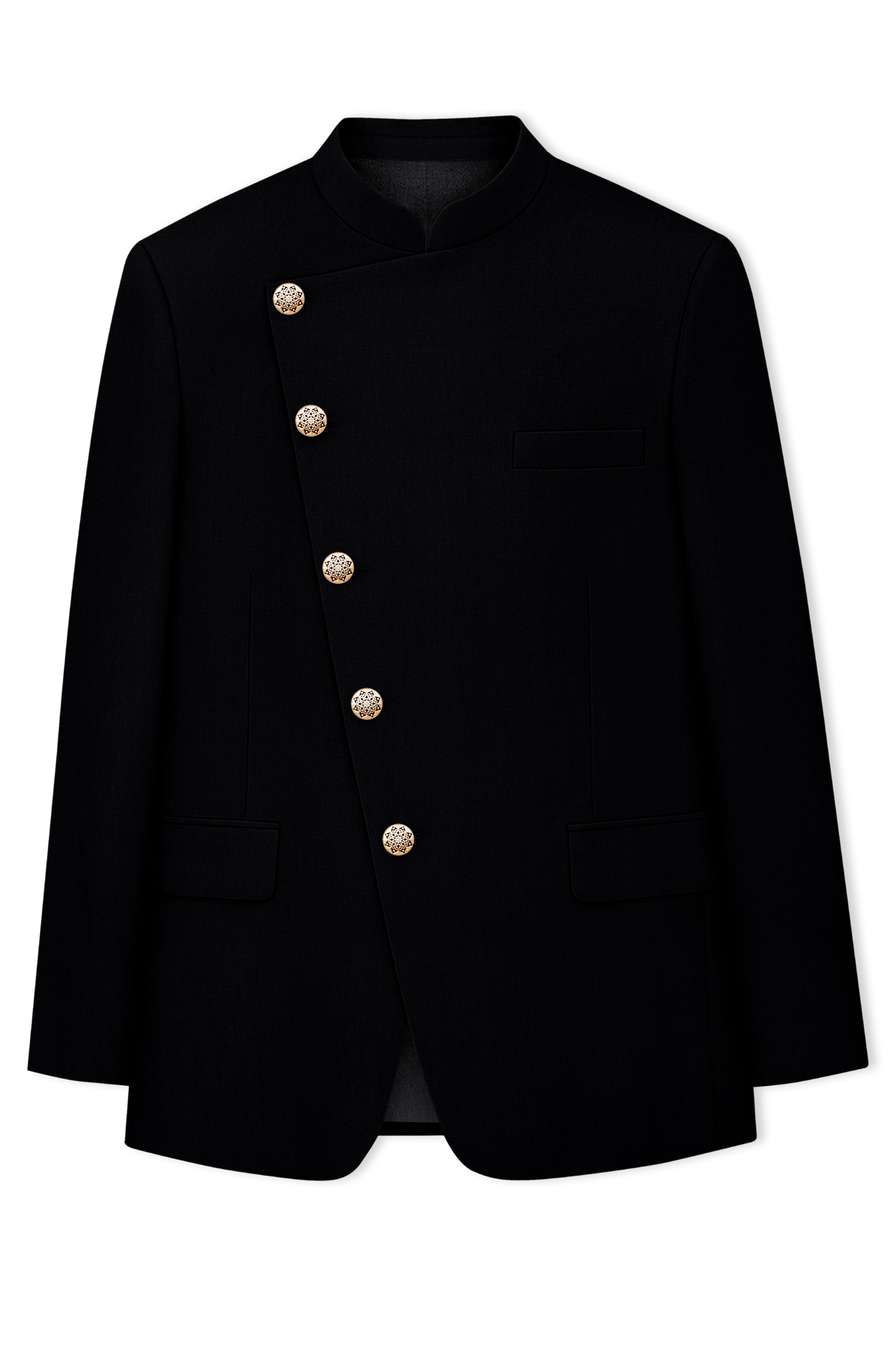 Thunder Black Cross Placket Bandhgala Blazer