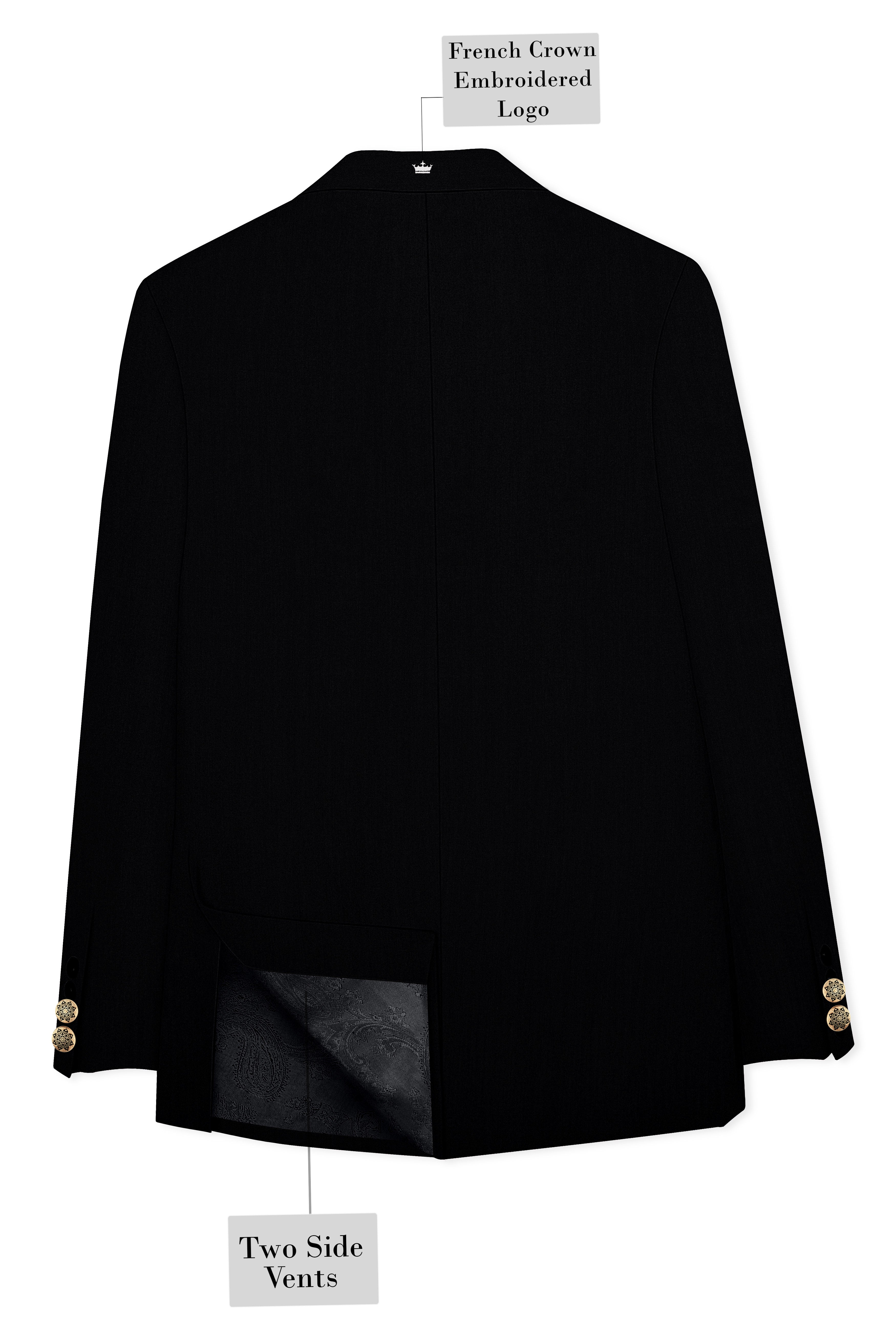 Thunder Black Cross Placket Bandhgala Blazer