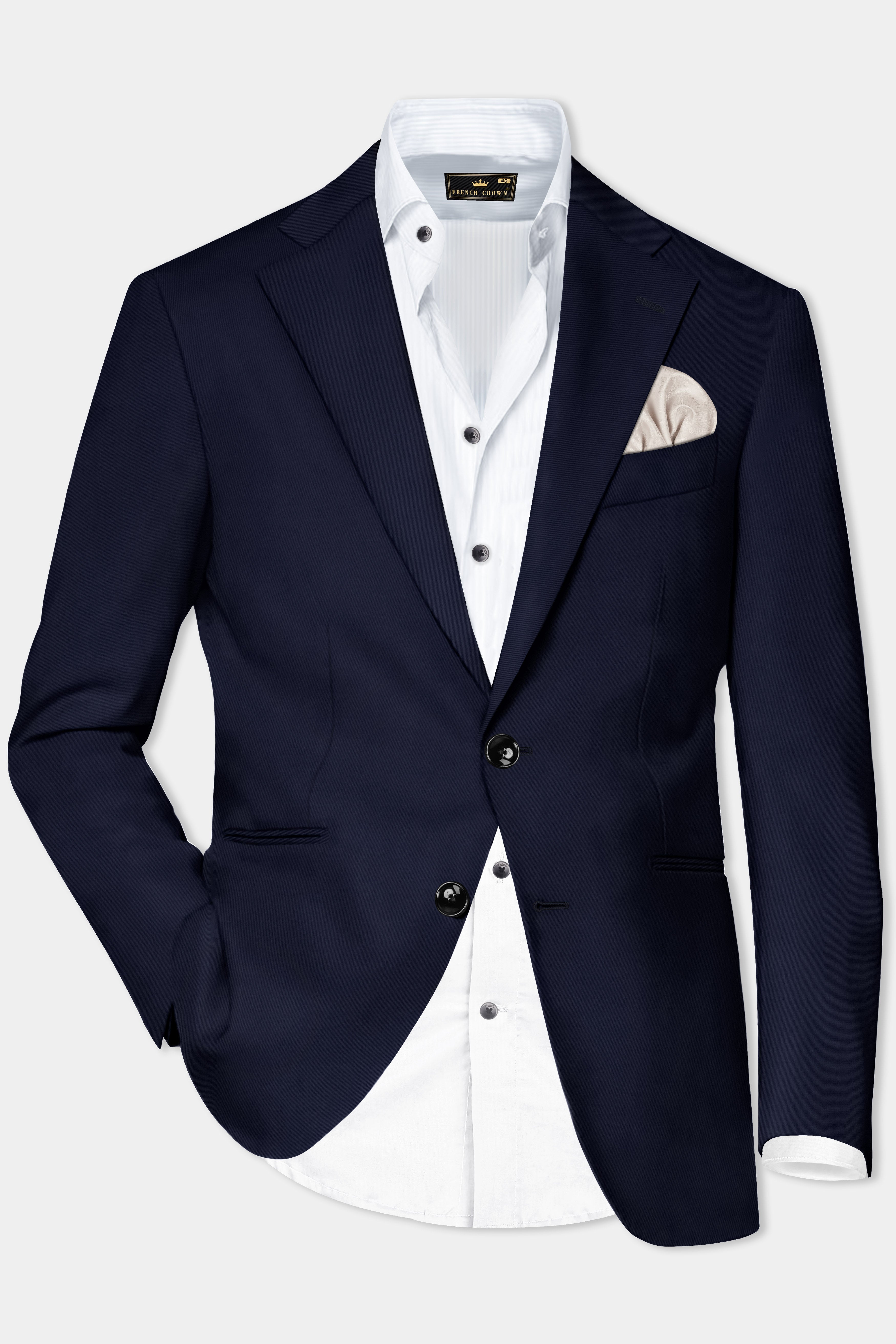 Gunmetal Navy Blue Single Breasted Blazer