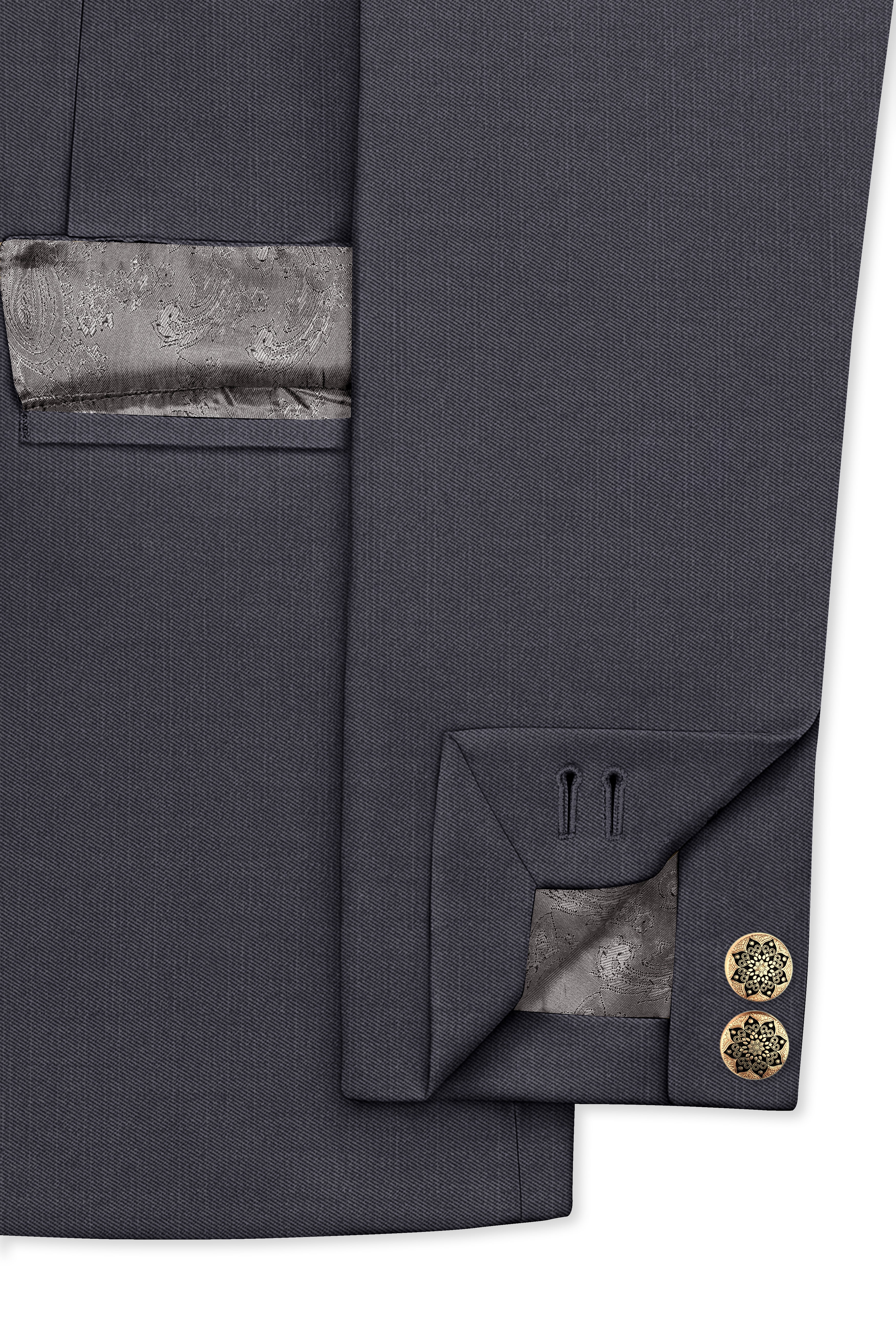 Vampire Gray Textured Premium Terry Rayon Bandhgala/Jodhpuri