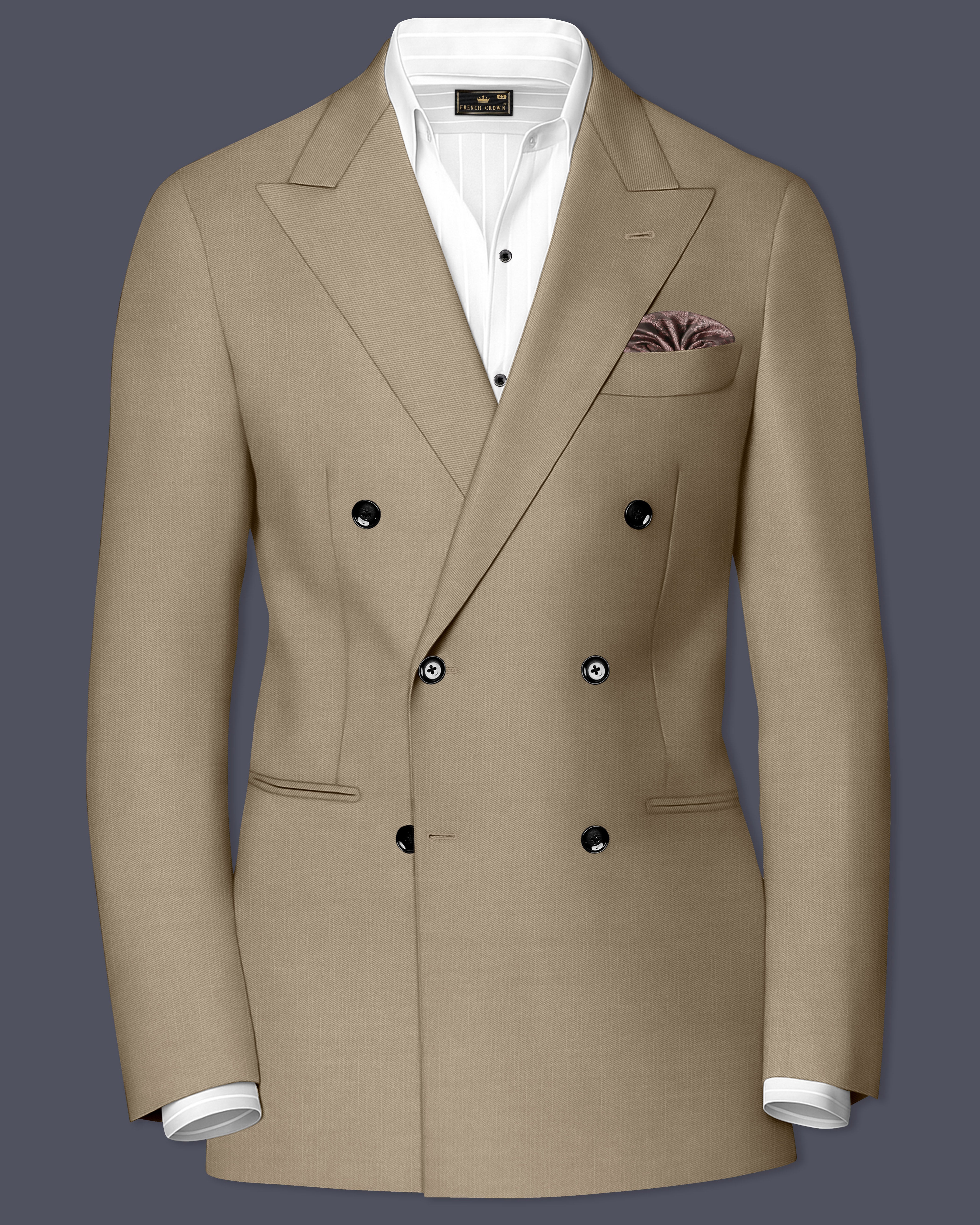 Stonewall Brown Textured Premium Terry Rayon Double-Breasted