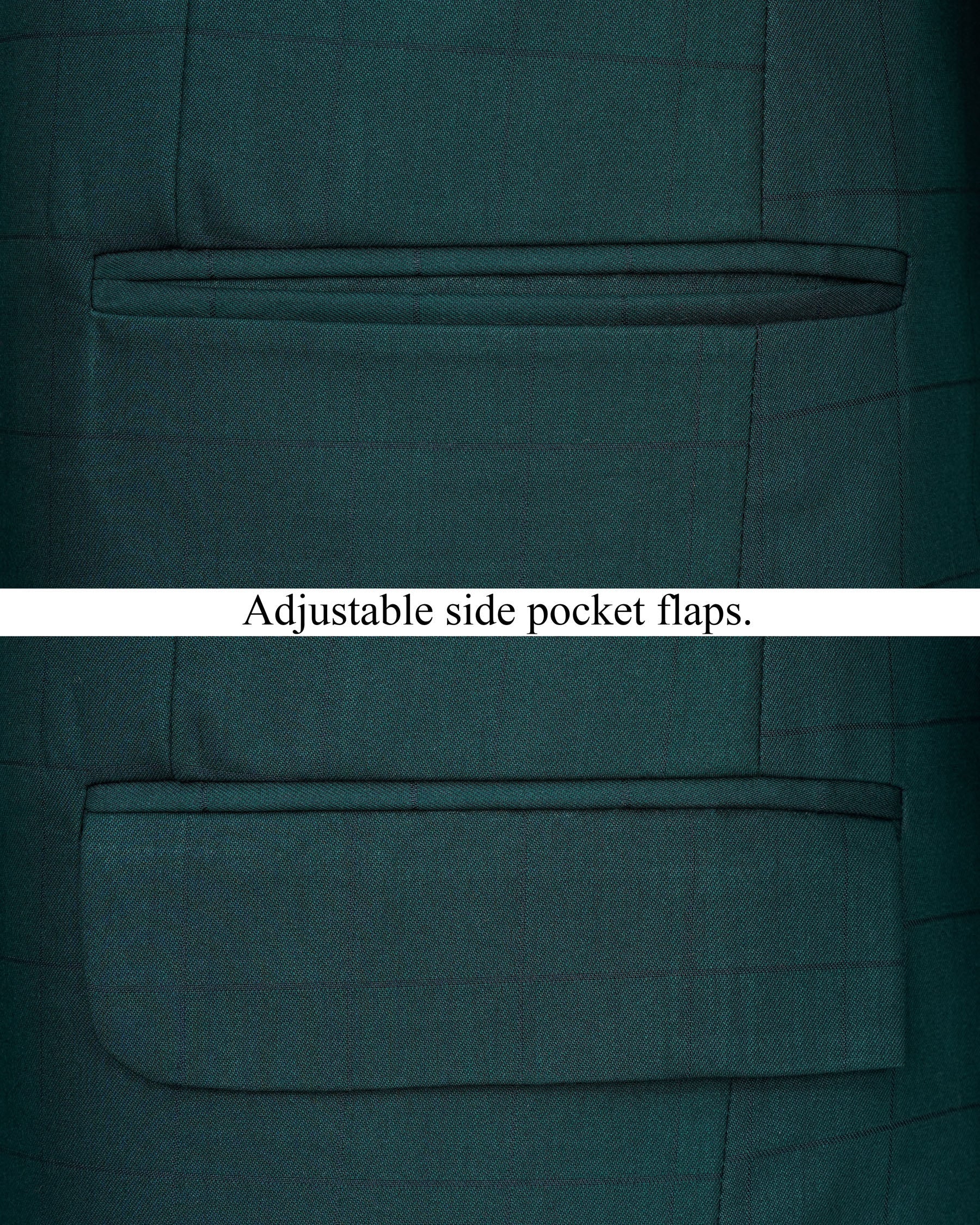 Dianne Green Subtle Windowpane Cross Placket Bandhgala Blazer