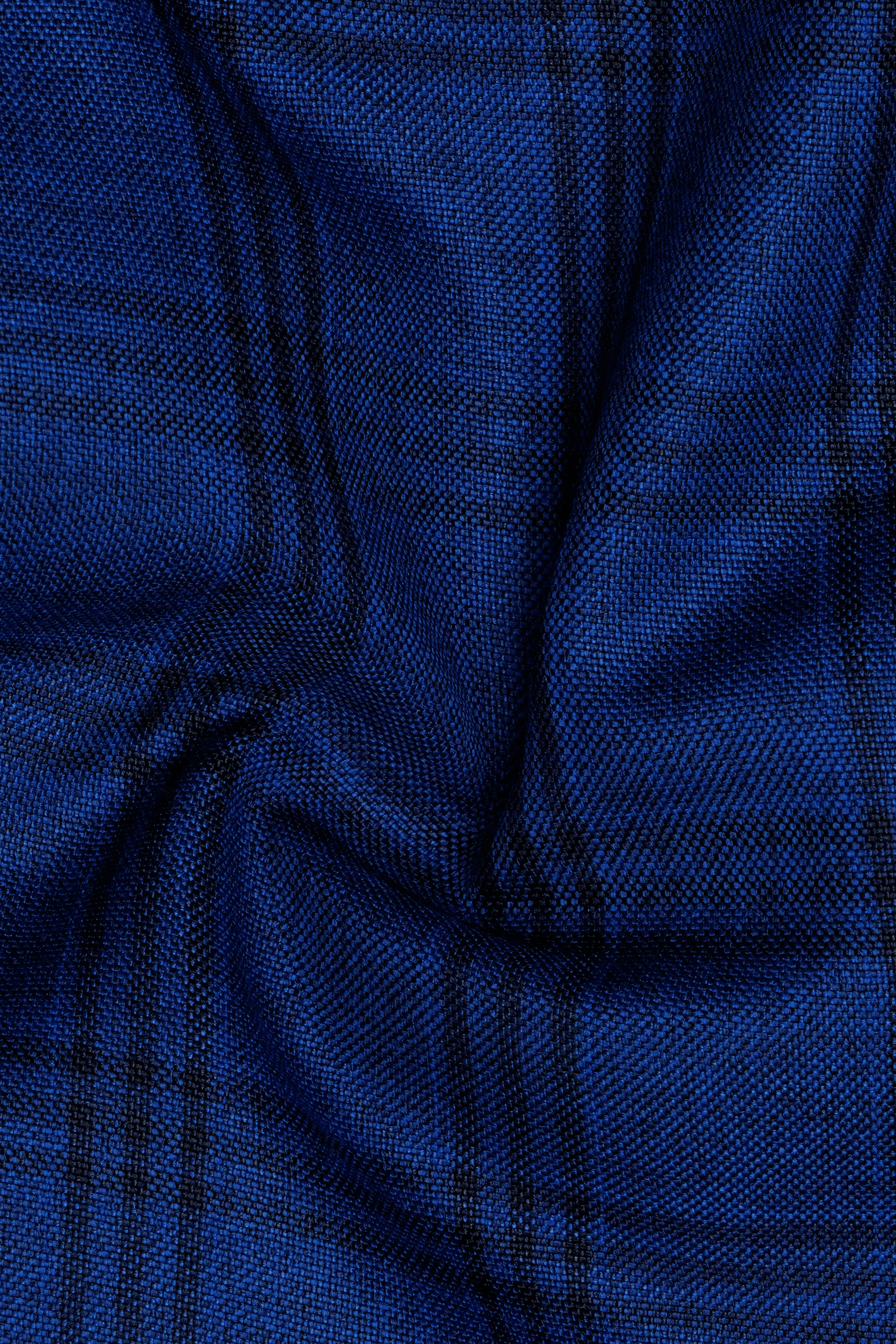 Cloud Burst Blue With Black Plaid Cross Placket Bandhgala Blazer