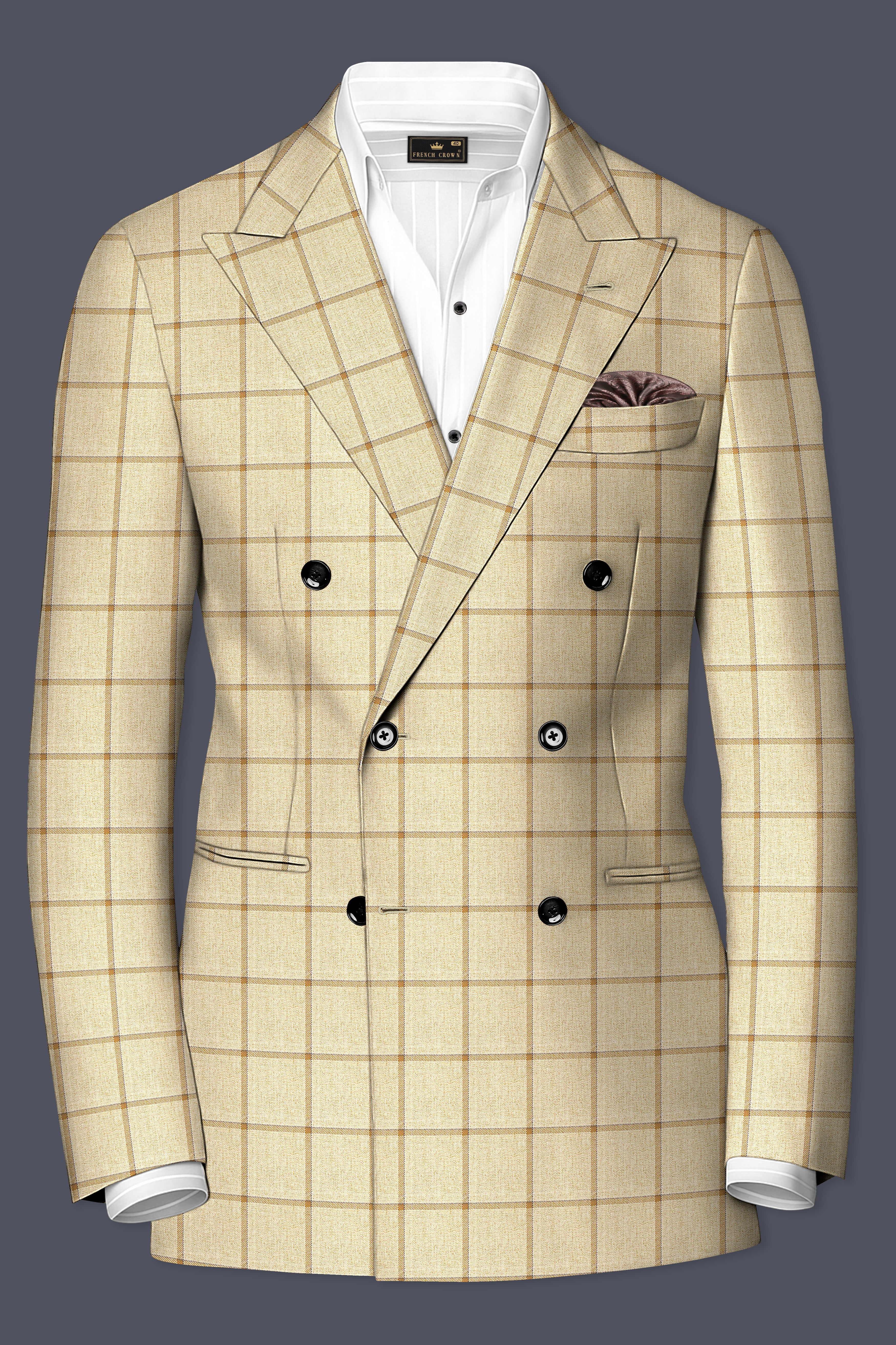 Rodeo Dust Brown Windowpane Double Breasted Blazer