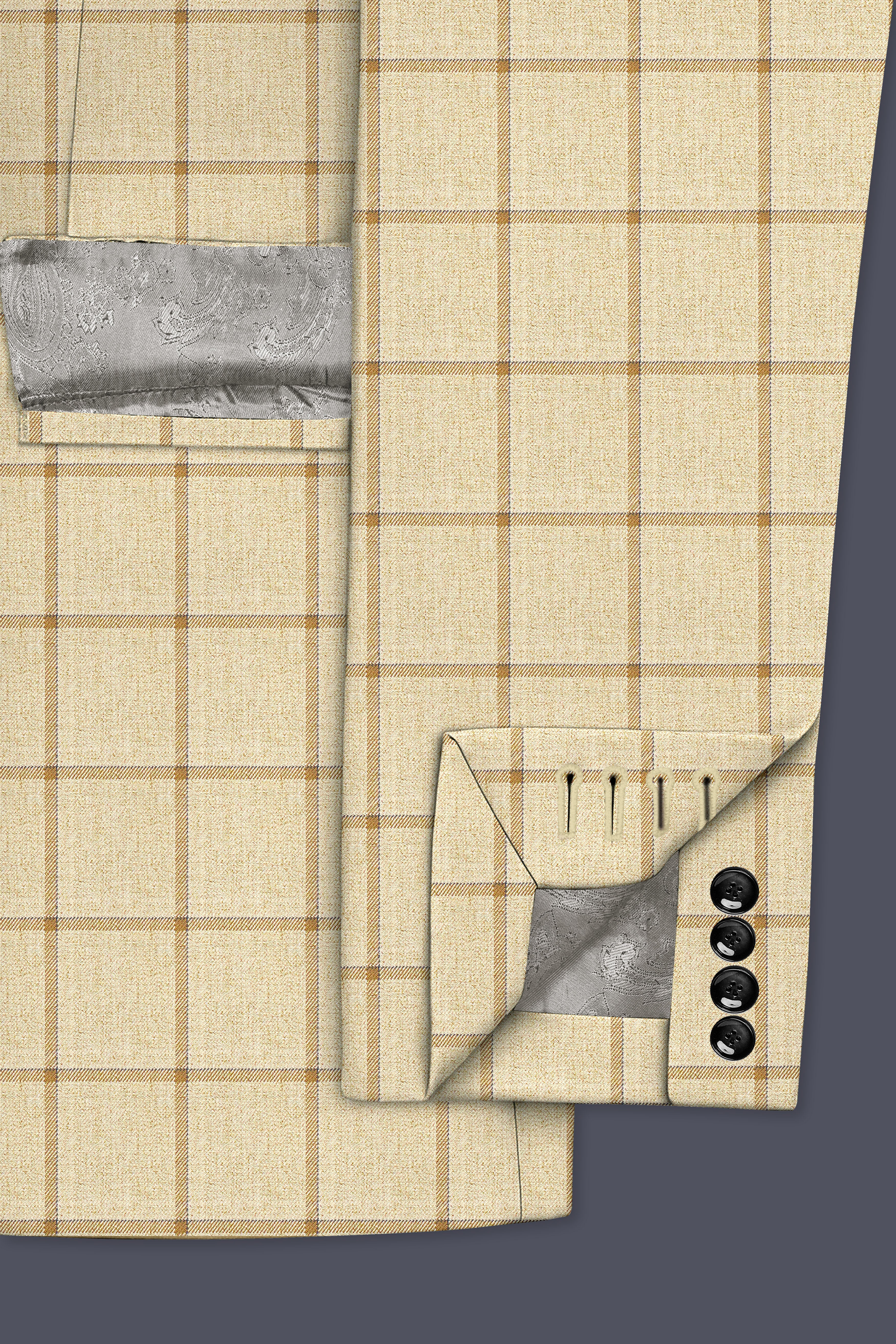 Rodeo Dust Brown Windowpane Double Breasted Blazer