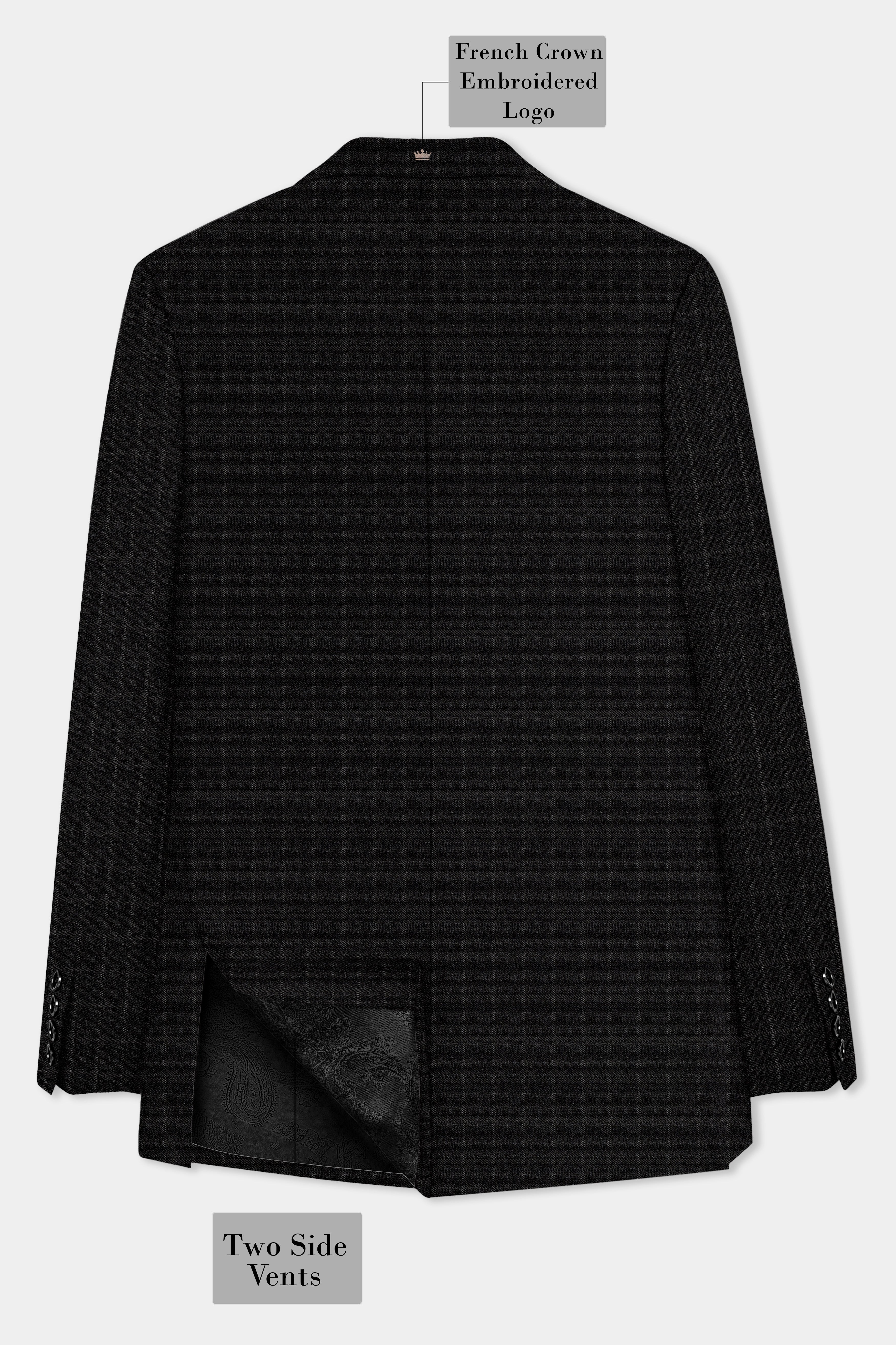 Zeus Light Black Windowpane Double Breasted Blazer