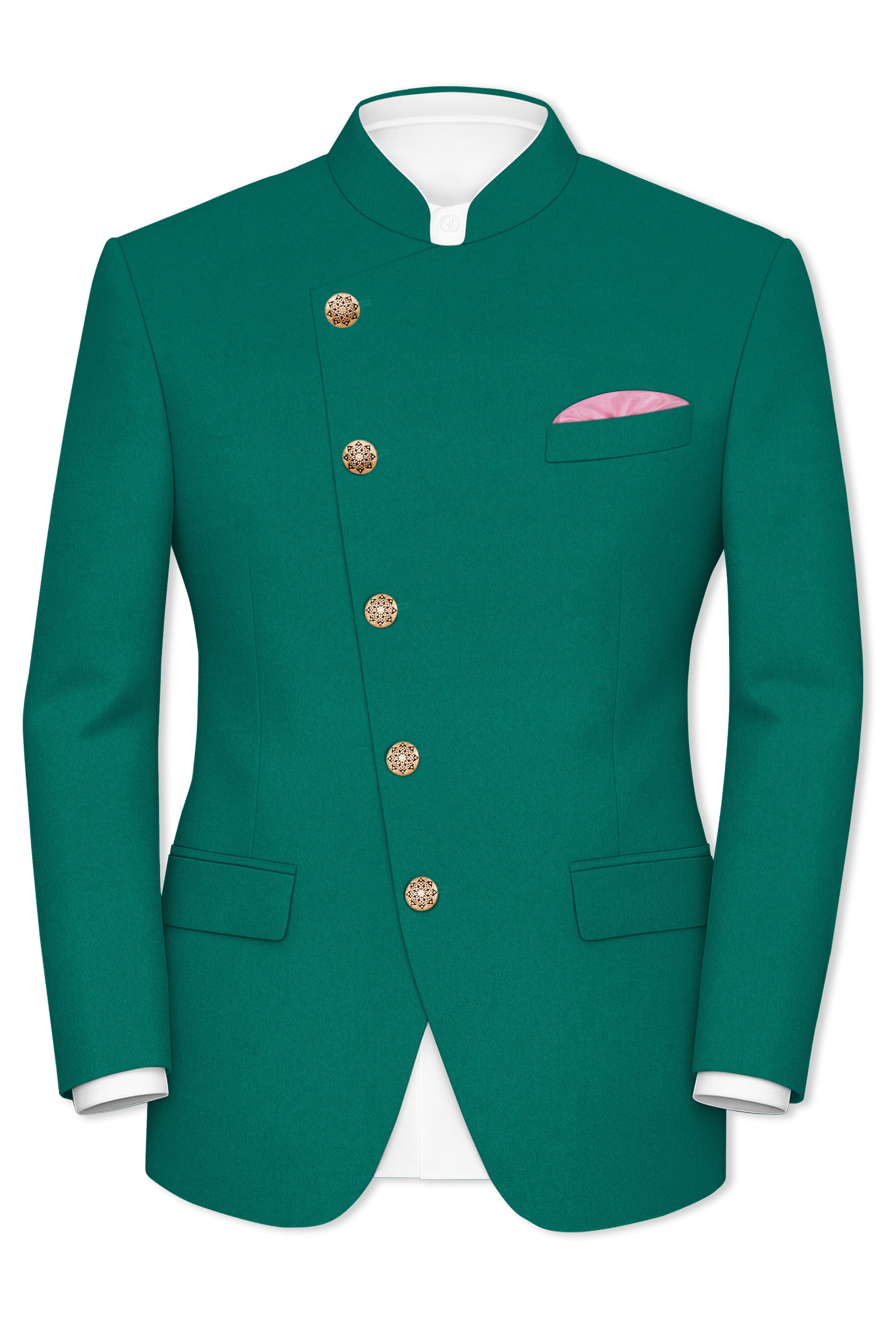 Stromboli Green Cross Placket Bandhgala Blazer