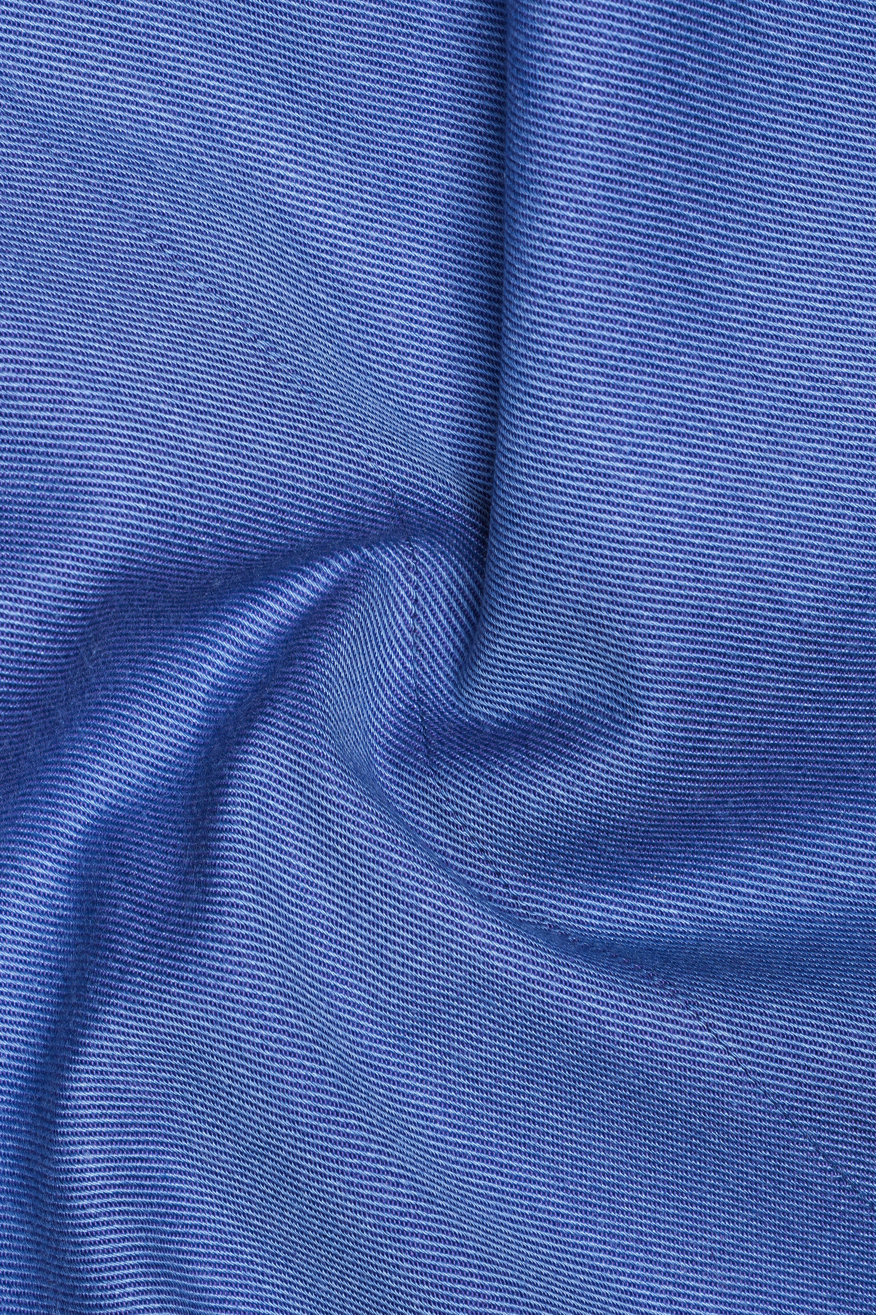 Twilight Blue Premium Cotton Cross Placket Bandhgala Blazer