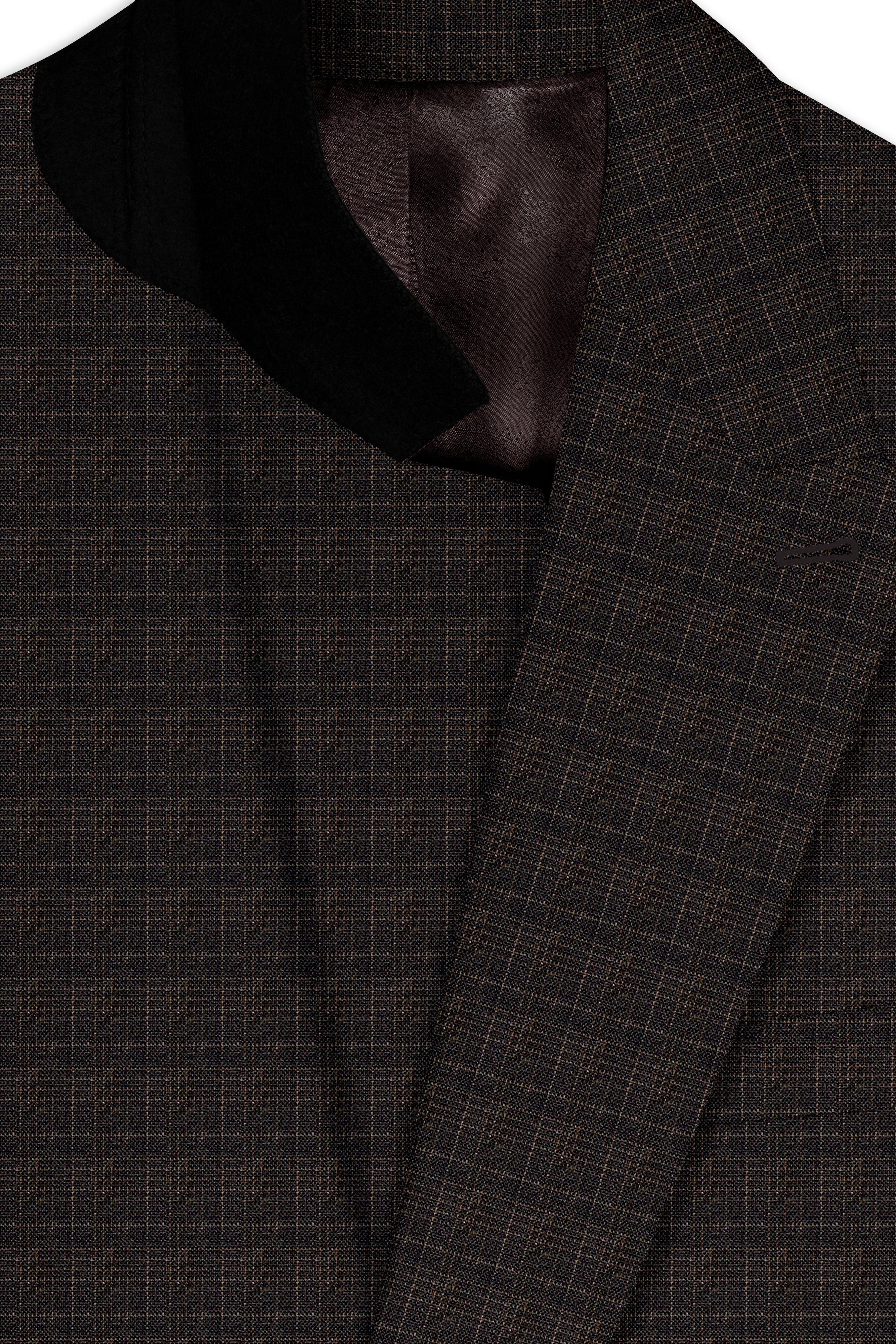 Emperor Gray with Hemlock Dark Brown Checkered Double Breasted Blazer
