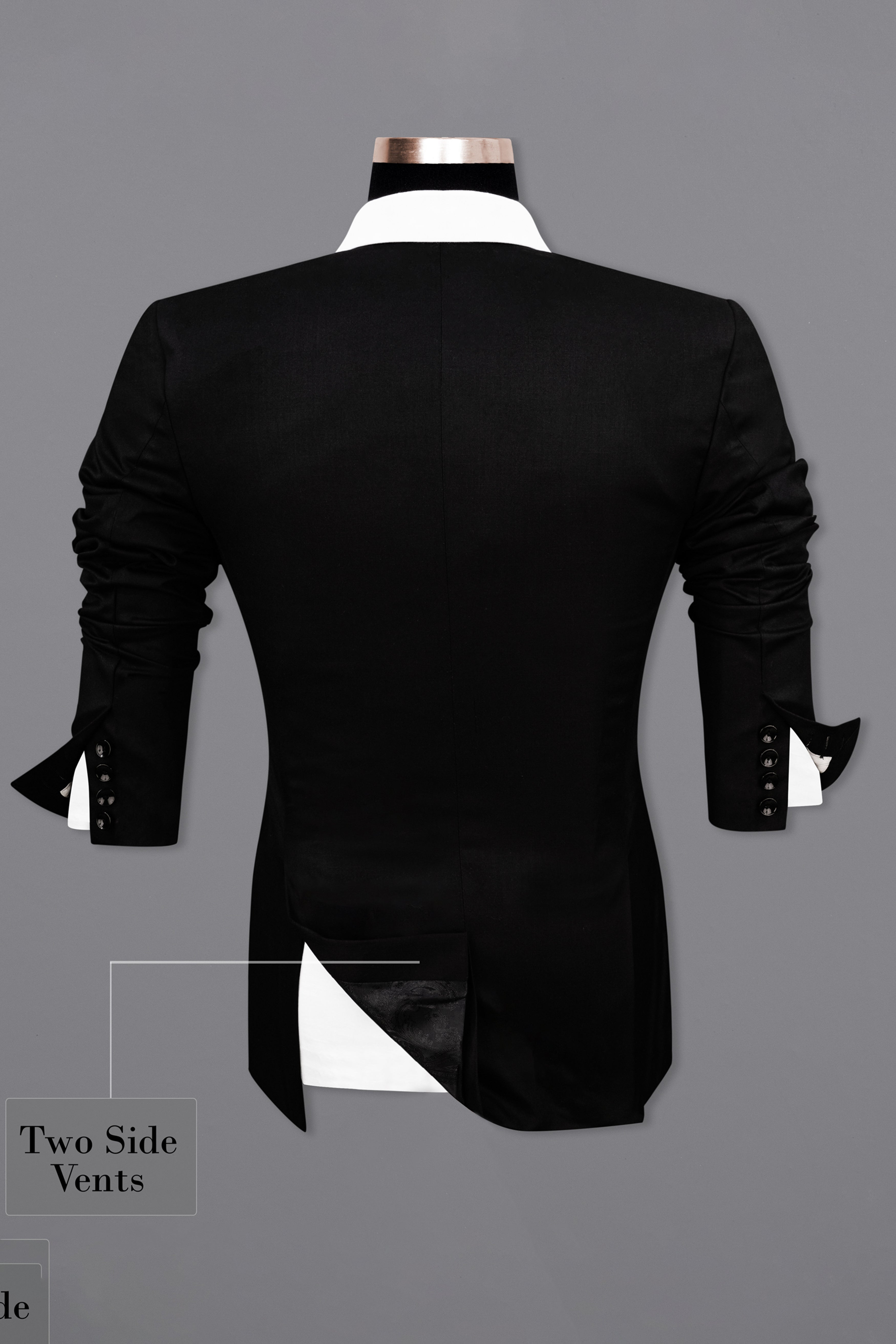 Bright White Stretchable Subtle Sheen and Black Single Breasted Designer Block Blazer