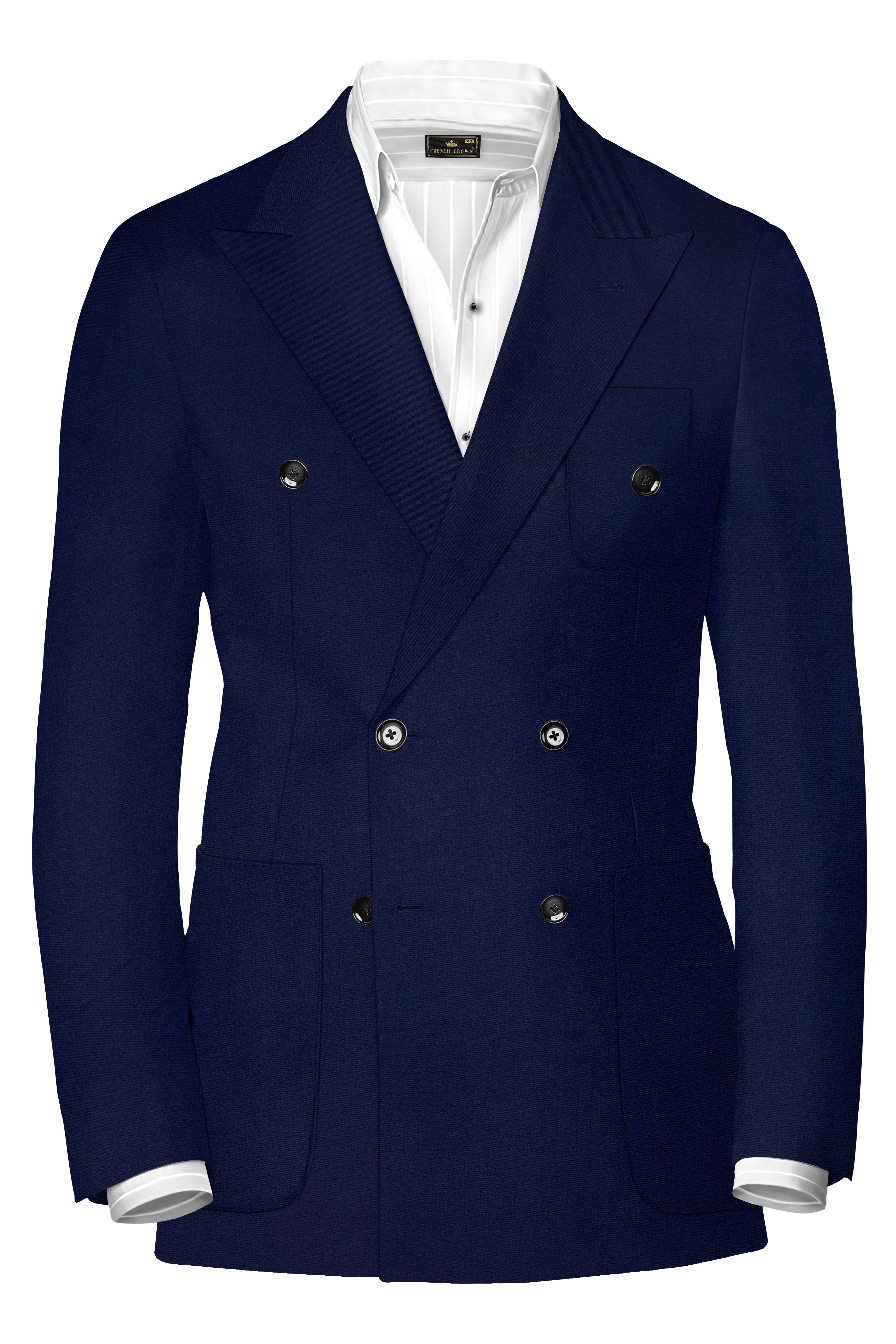 Baltic Navy Blue Wool Rich Double Breasted Sports Blazer