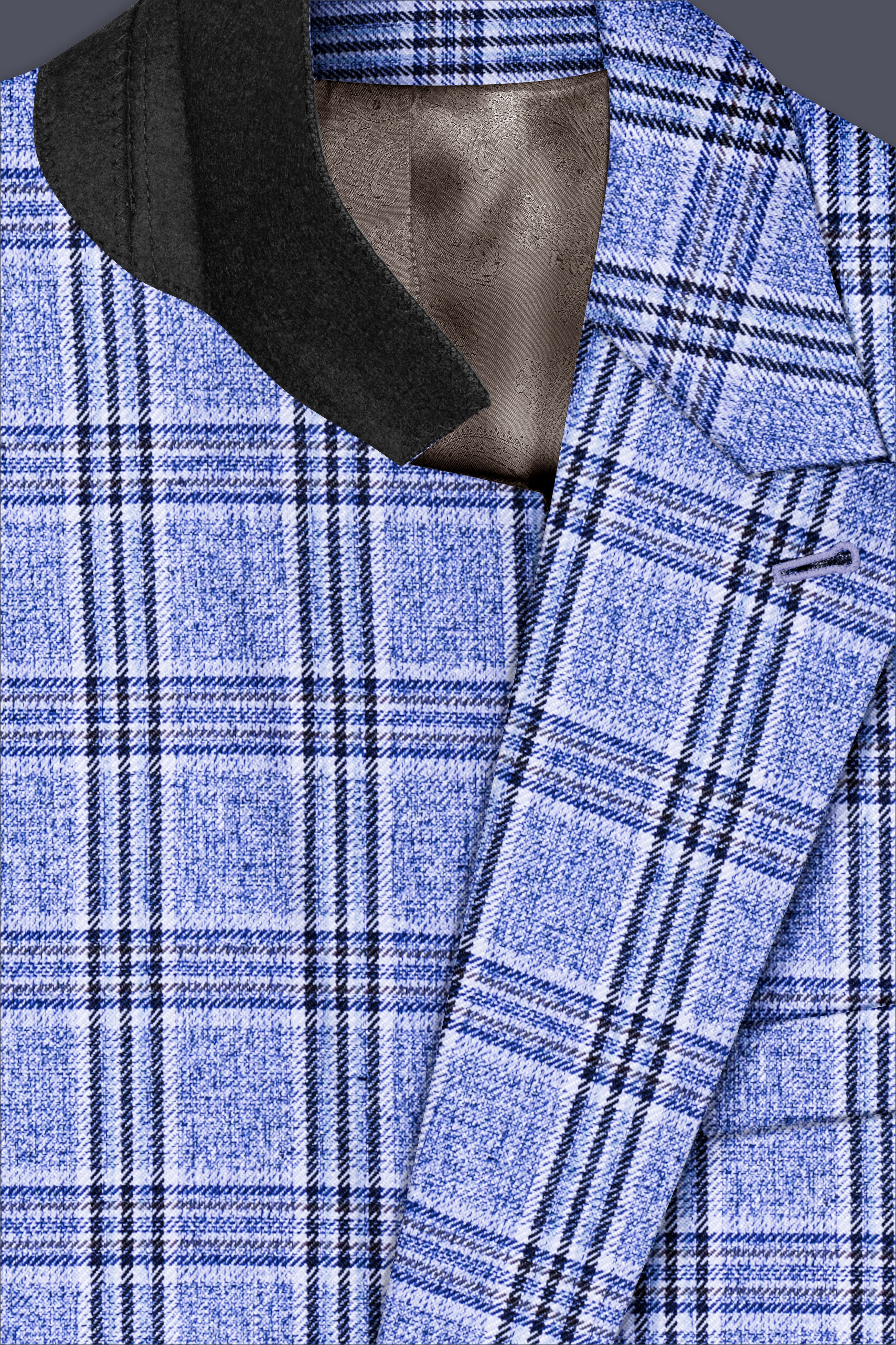 Bayoux Blue Plaid Double Breasted Blazer