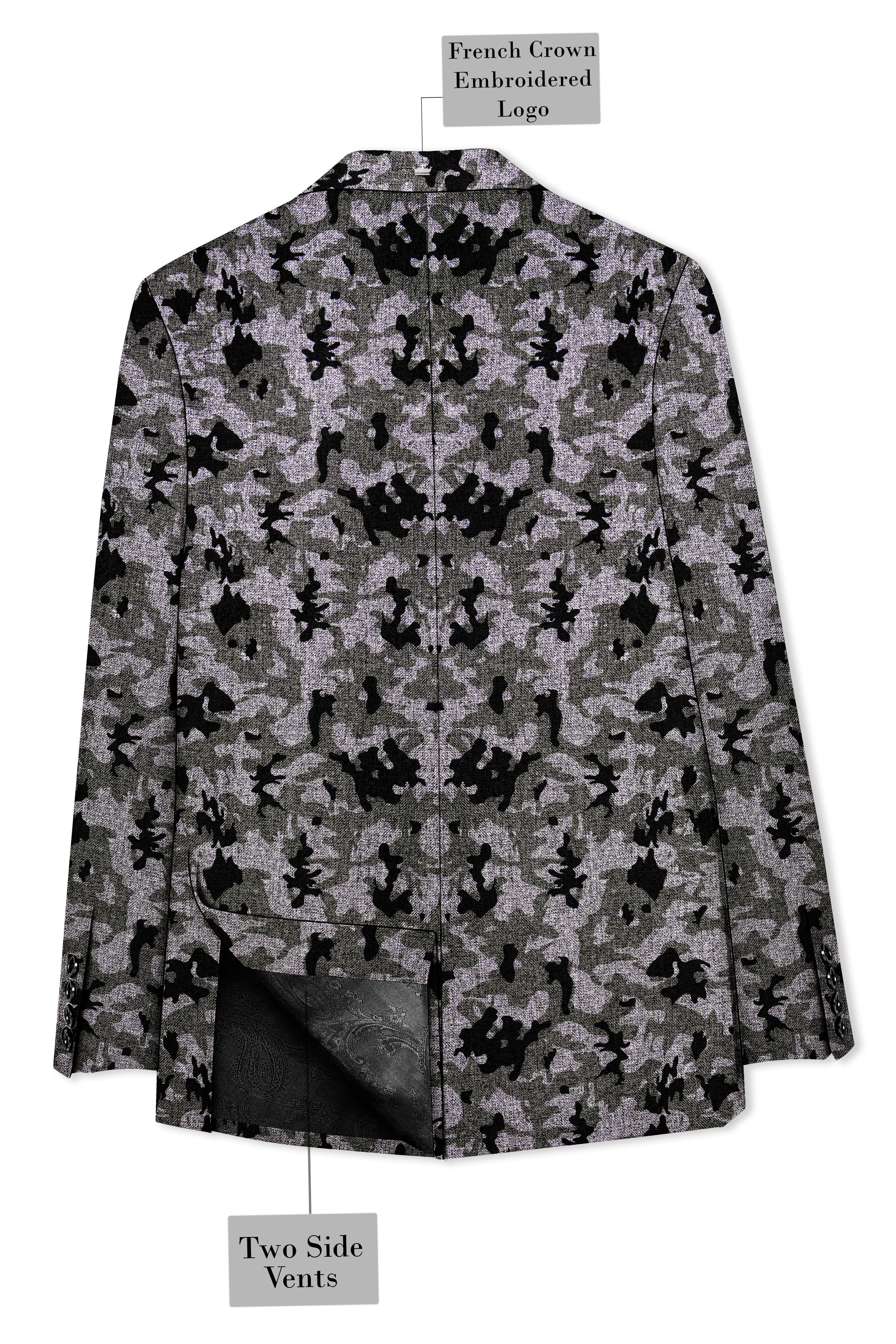 Merlin Green with Scorpion Gray Chintz Printed Bandhgala Designer Blazer