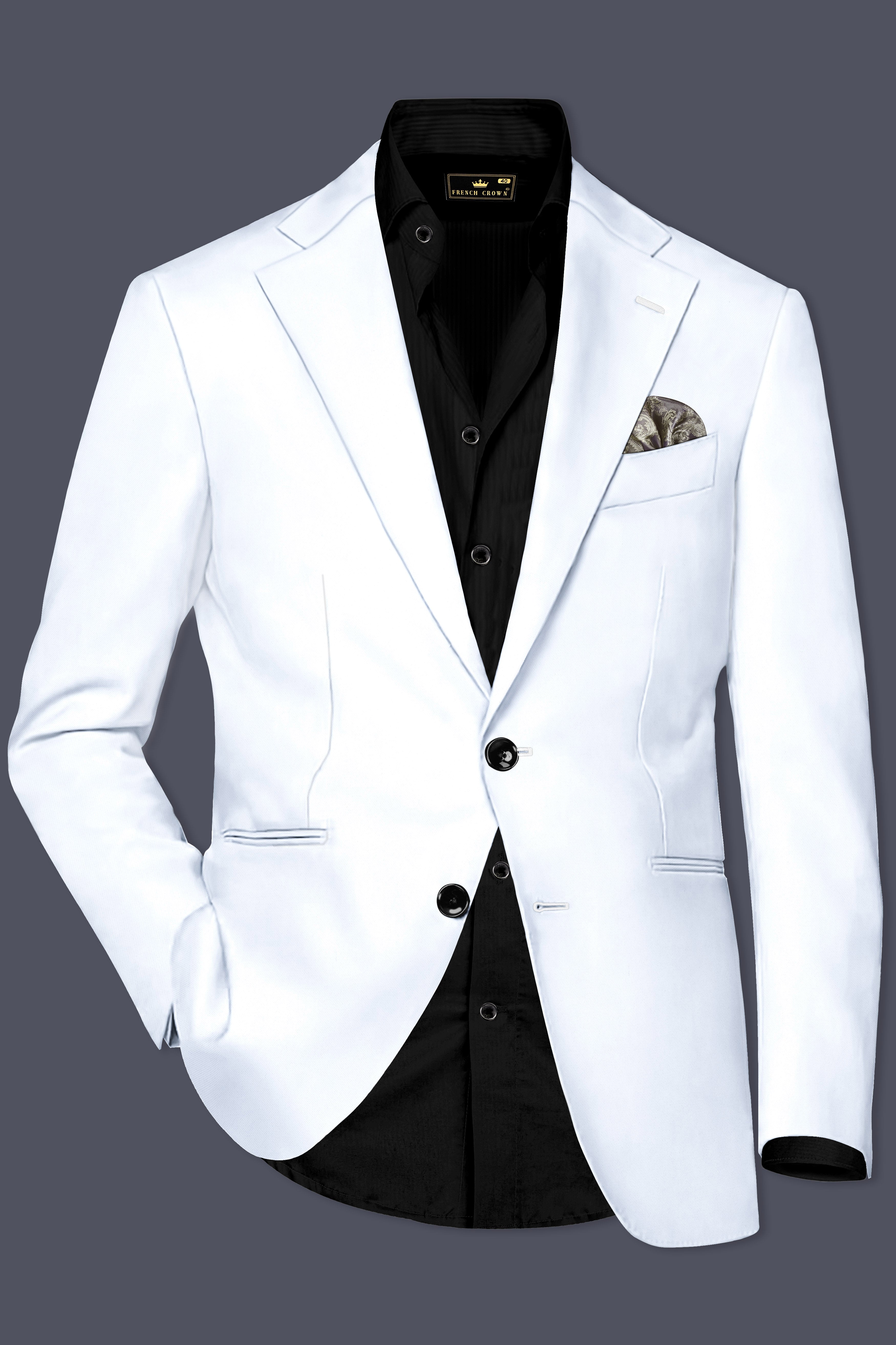 Bright White Stretchable Subtle Sheen Blazer