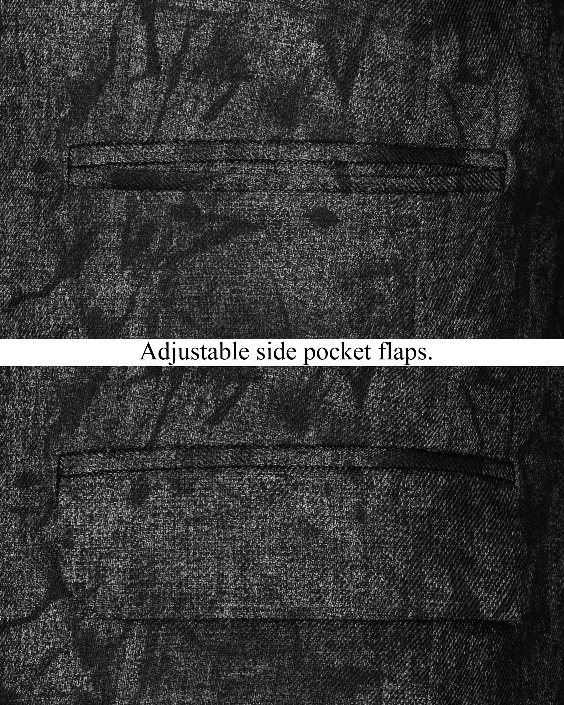 Flint Gray and Jade Black Textured Single Breasted Designer Blazer
