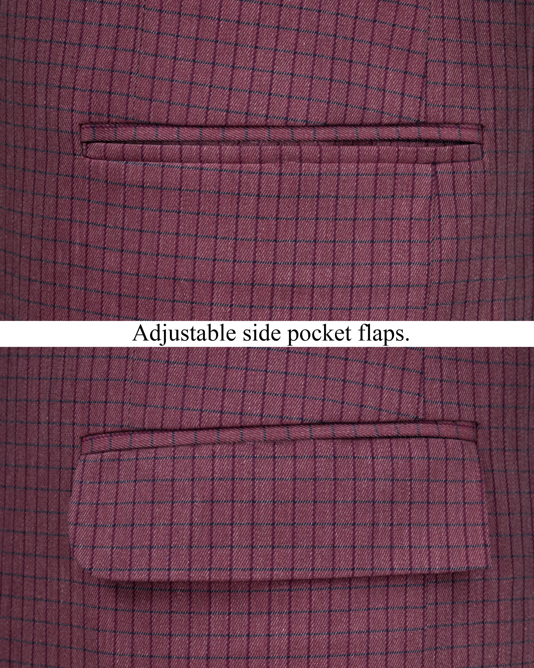 Tuscan Pink Gingham Premium Cotton Bandhgala Designer Blazer