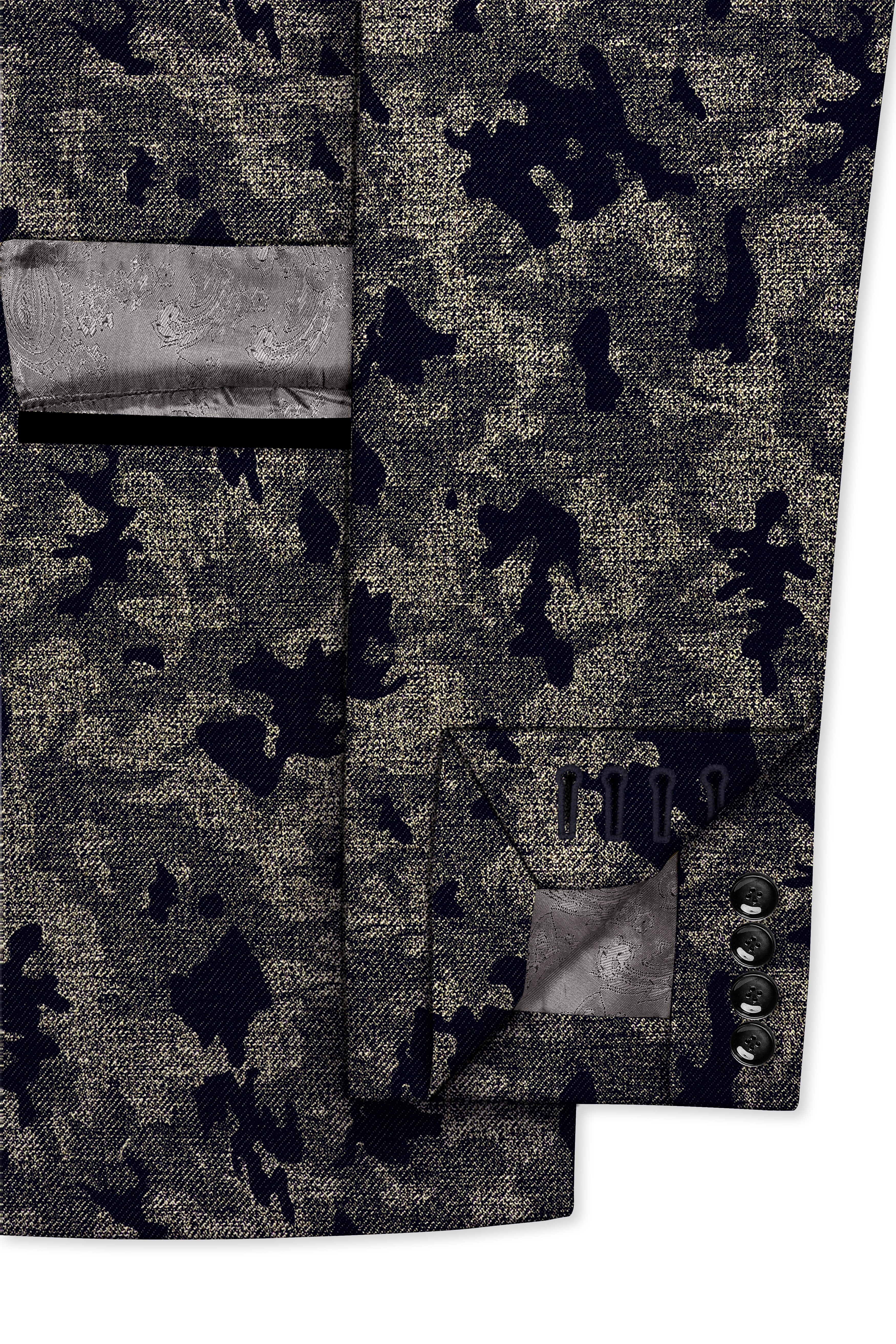 Tundora Brown with Jade Black Ditsy Textured Designer Tuxedo Blazer