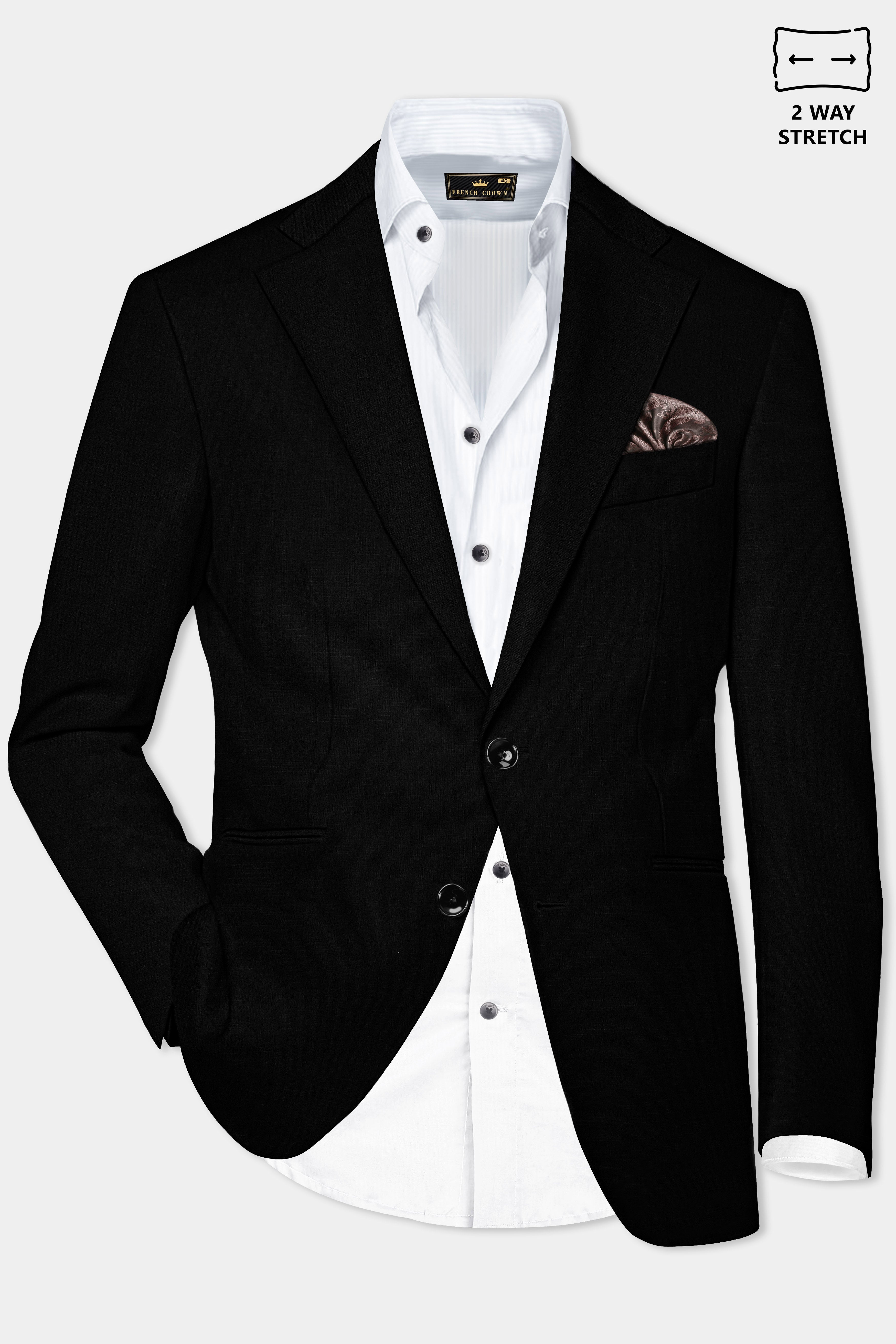 Jade Black Stretchable Subtle Sheen Slight Stretch Performance Blazer