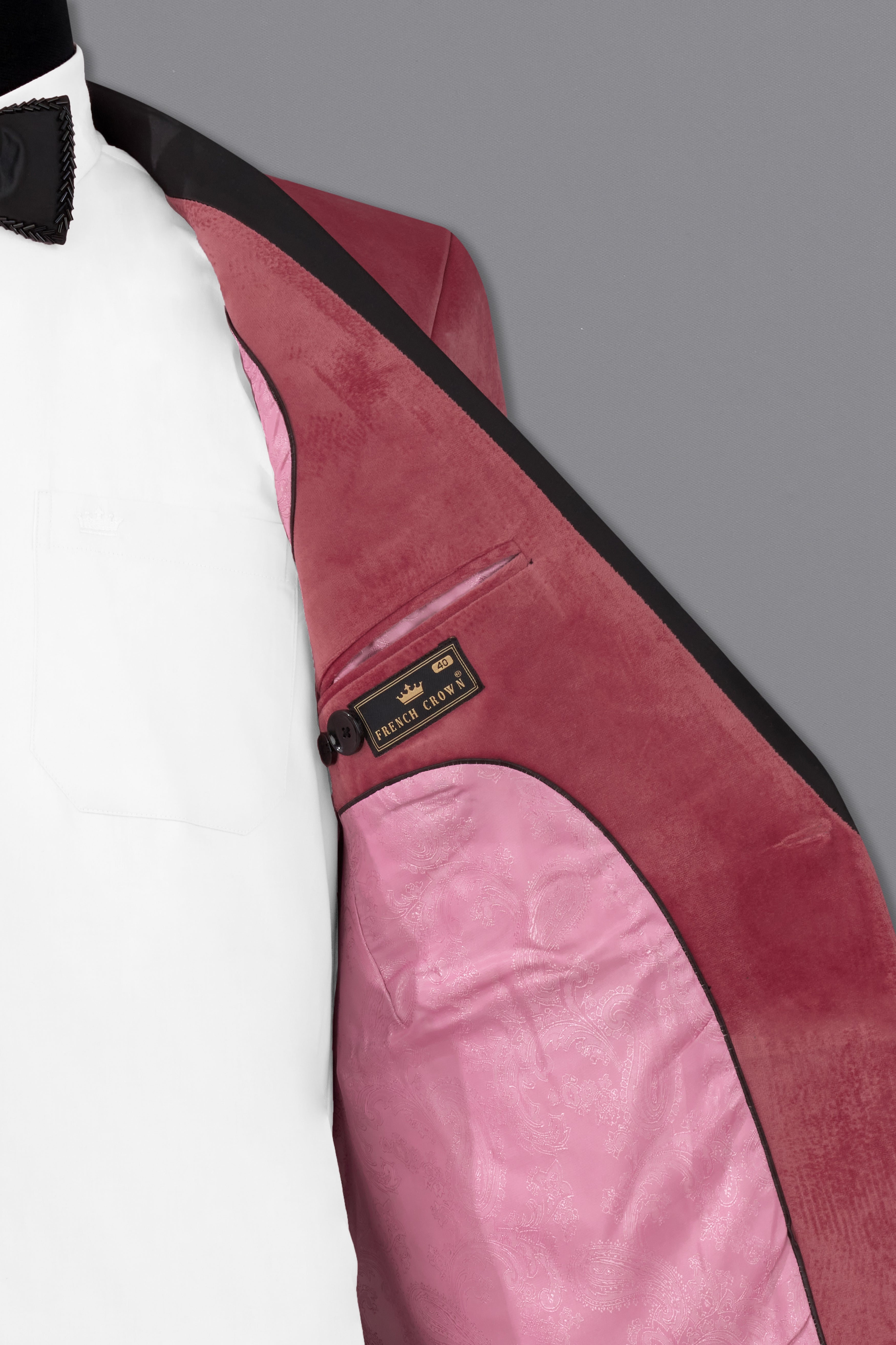 Rose Taupe Pink Velvet Tuxedo Designer Blazer