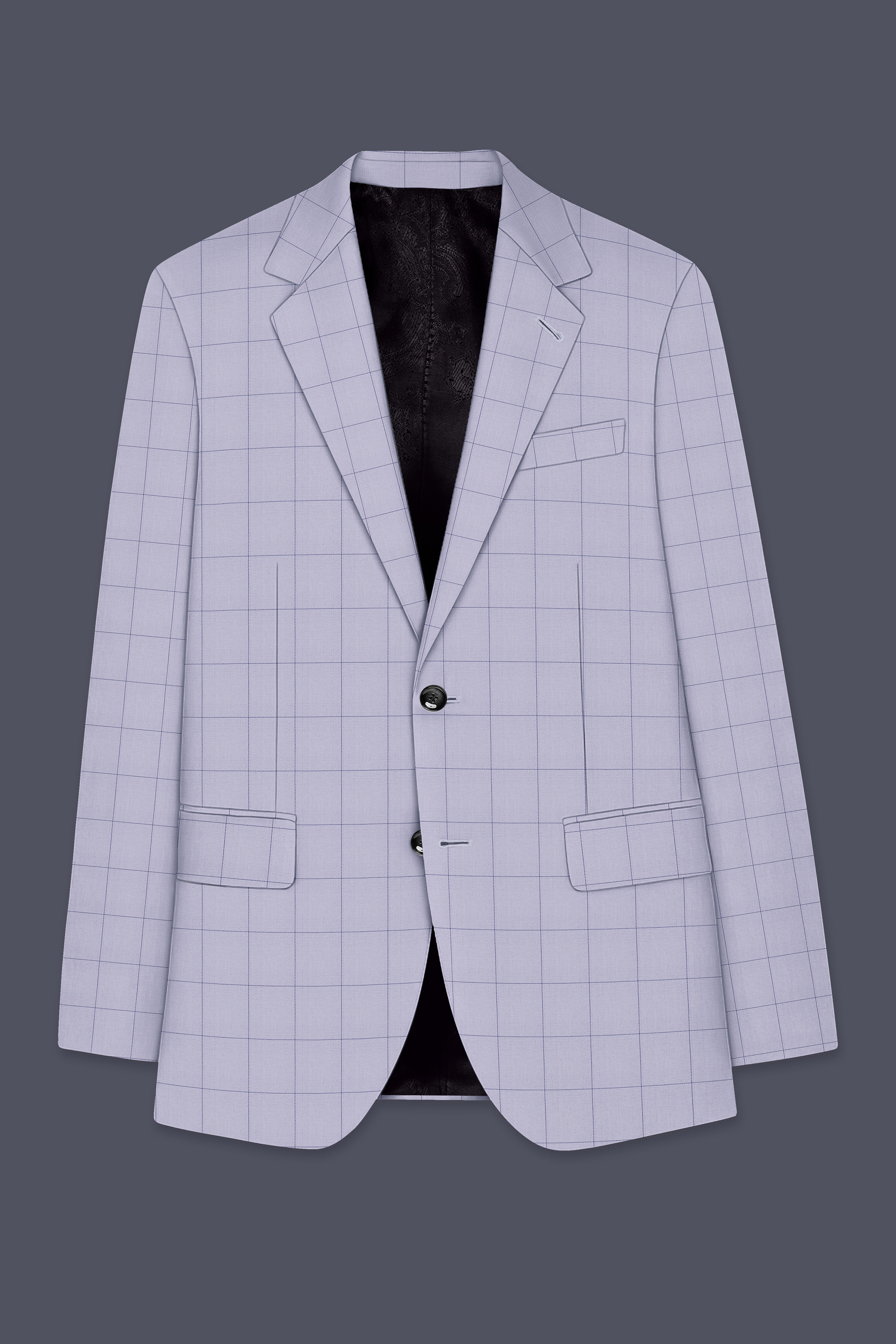 Regent Gray Windowpane Single Breasted Blazer