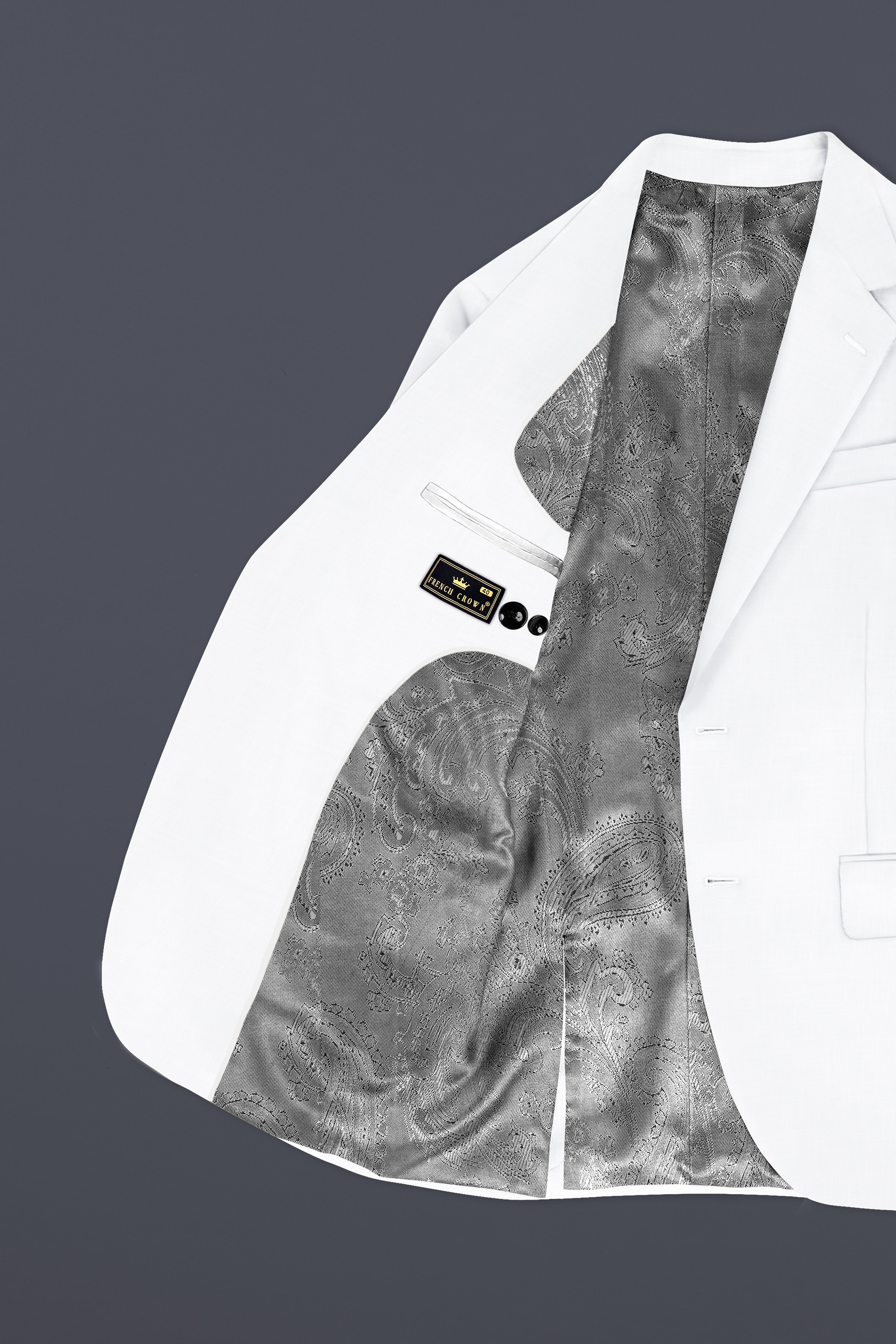 Bright White Textured Premium Linen Single-Breasted-BLazers for