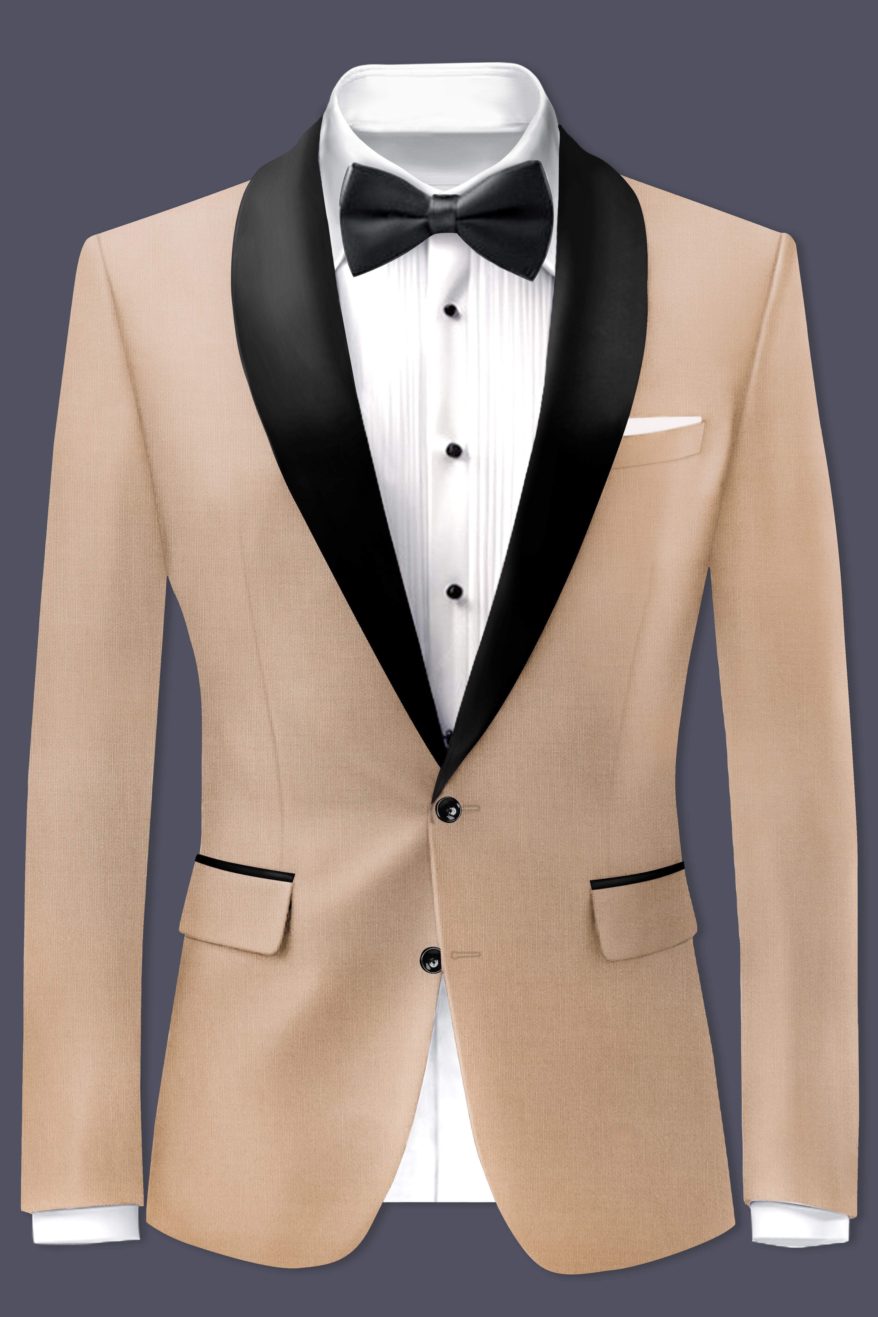 Hazelnut Cream Subtle Sheen Tuxedo Blazer