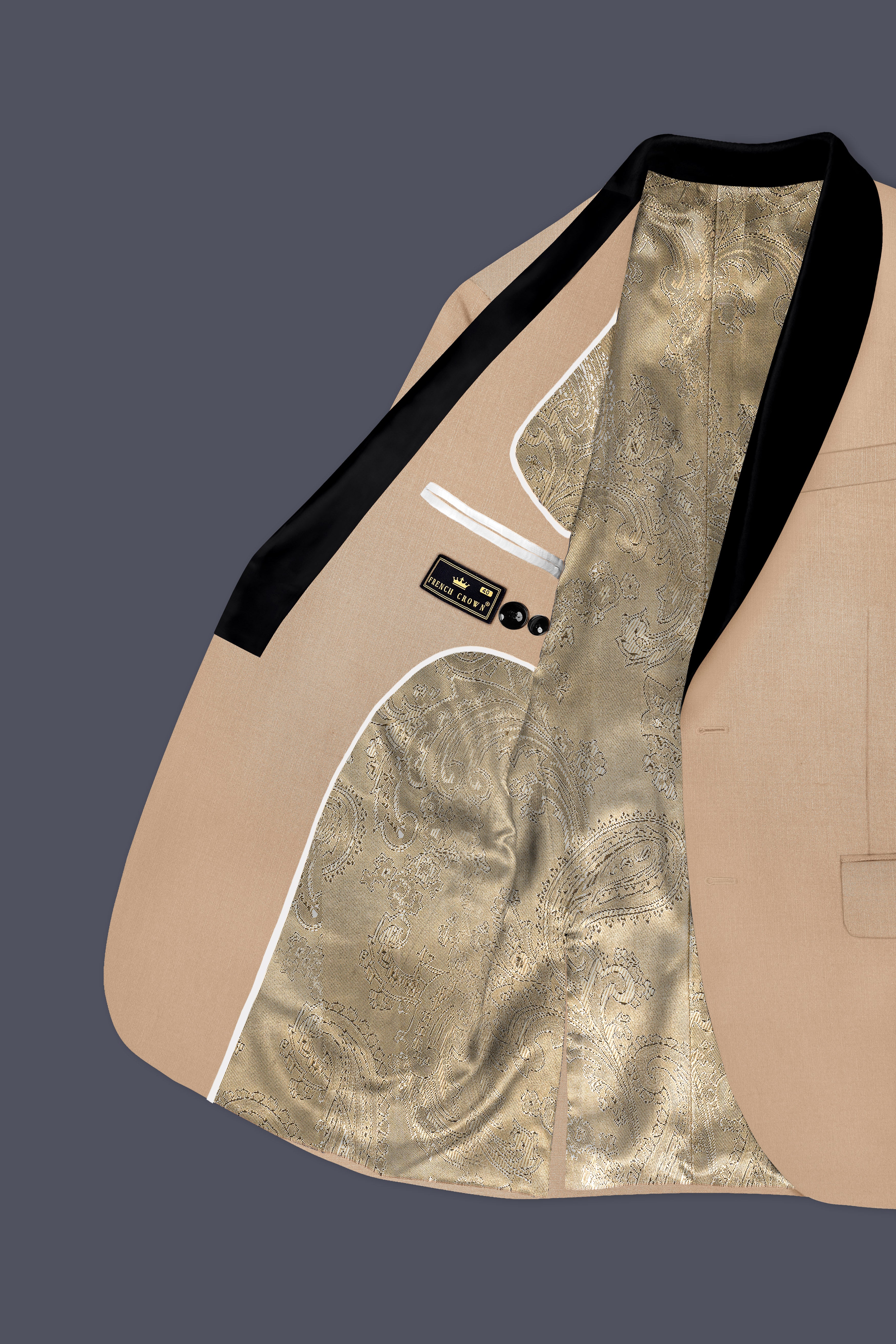 Hazelnut Cream Subtle Sheen Tuxedo Blazer