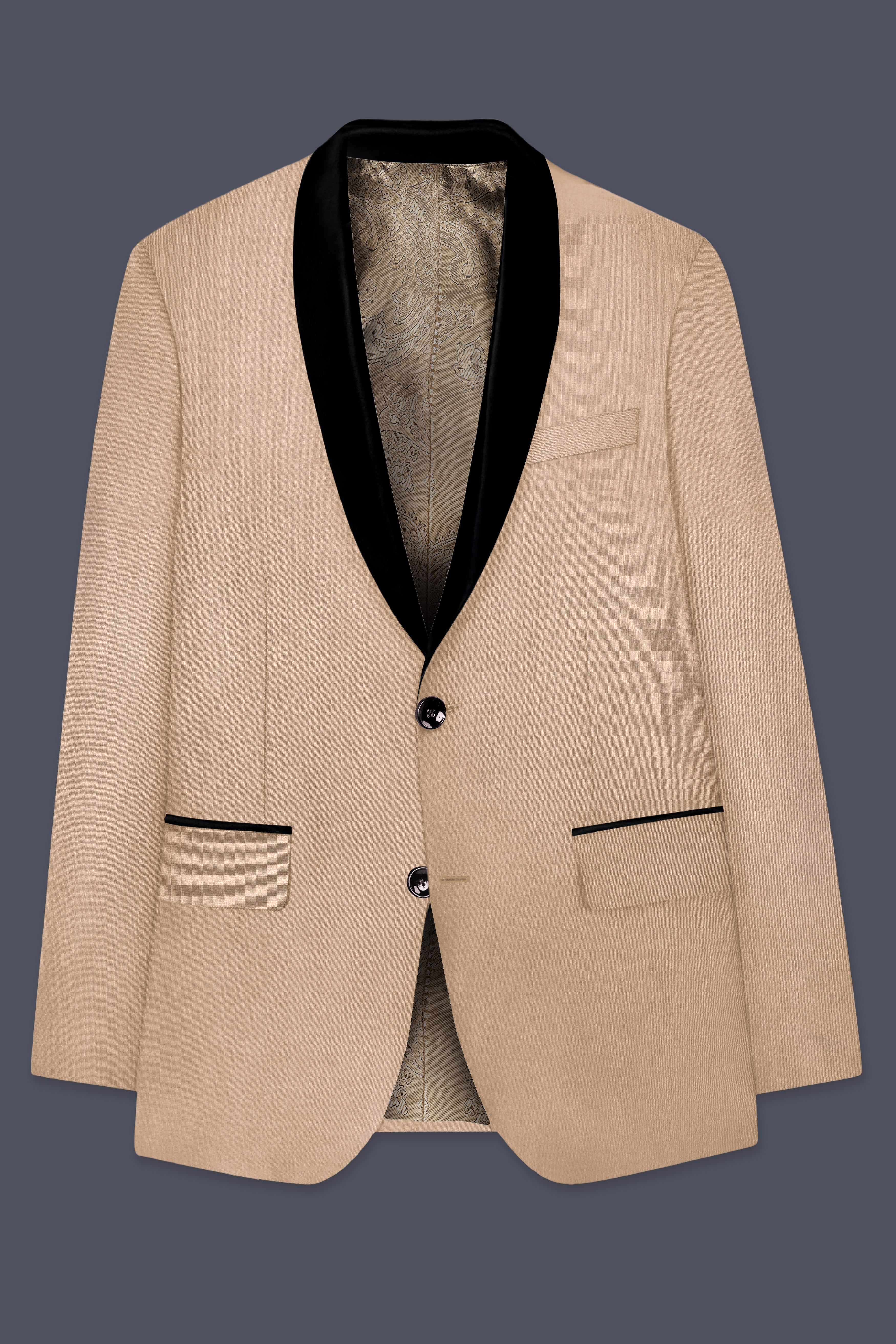 Hazelnut Cream Subtle Sheen Tuxedo Blazer