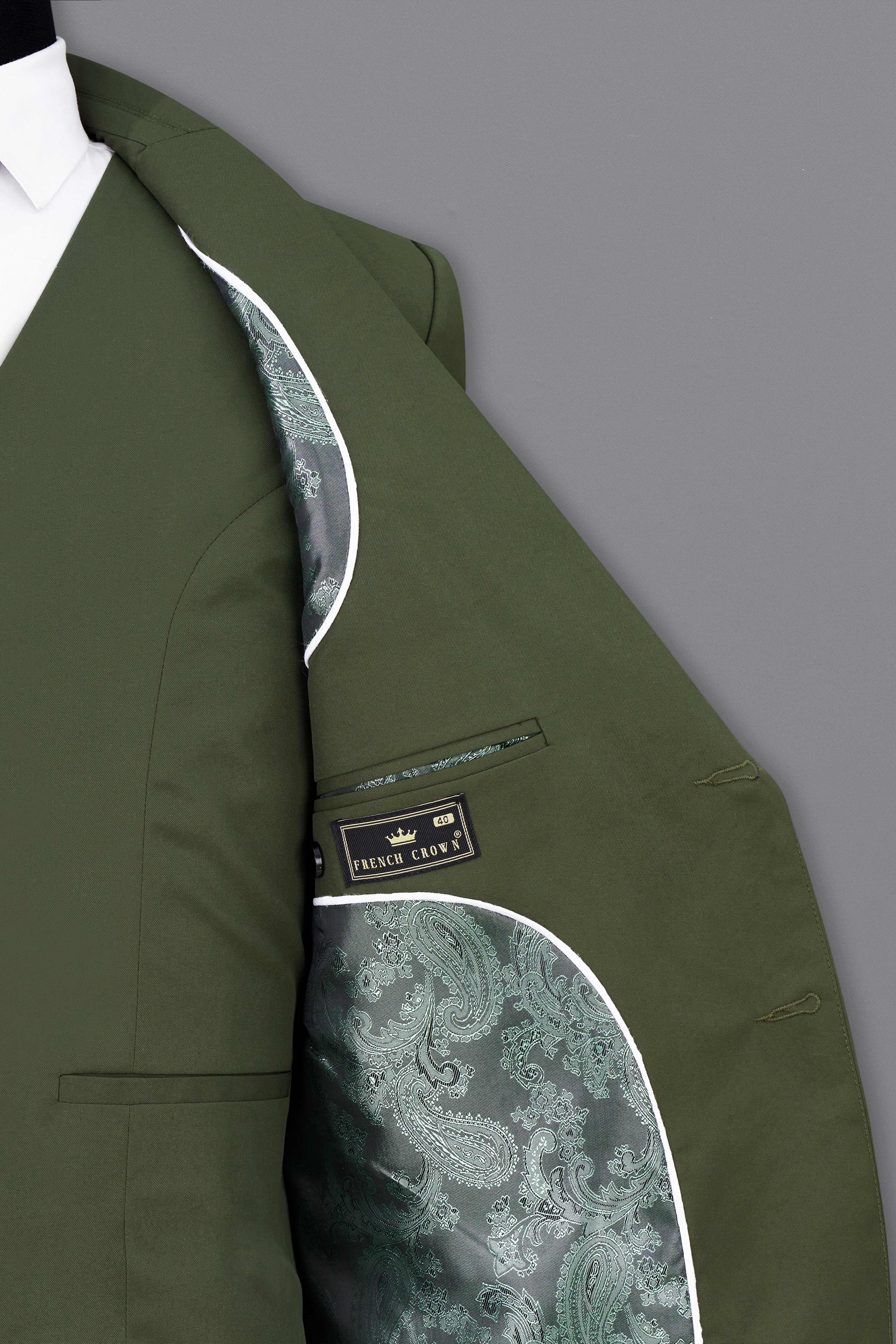 Twill Green Single Breasted Blazer