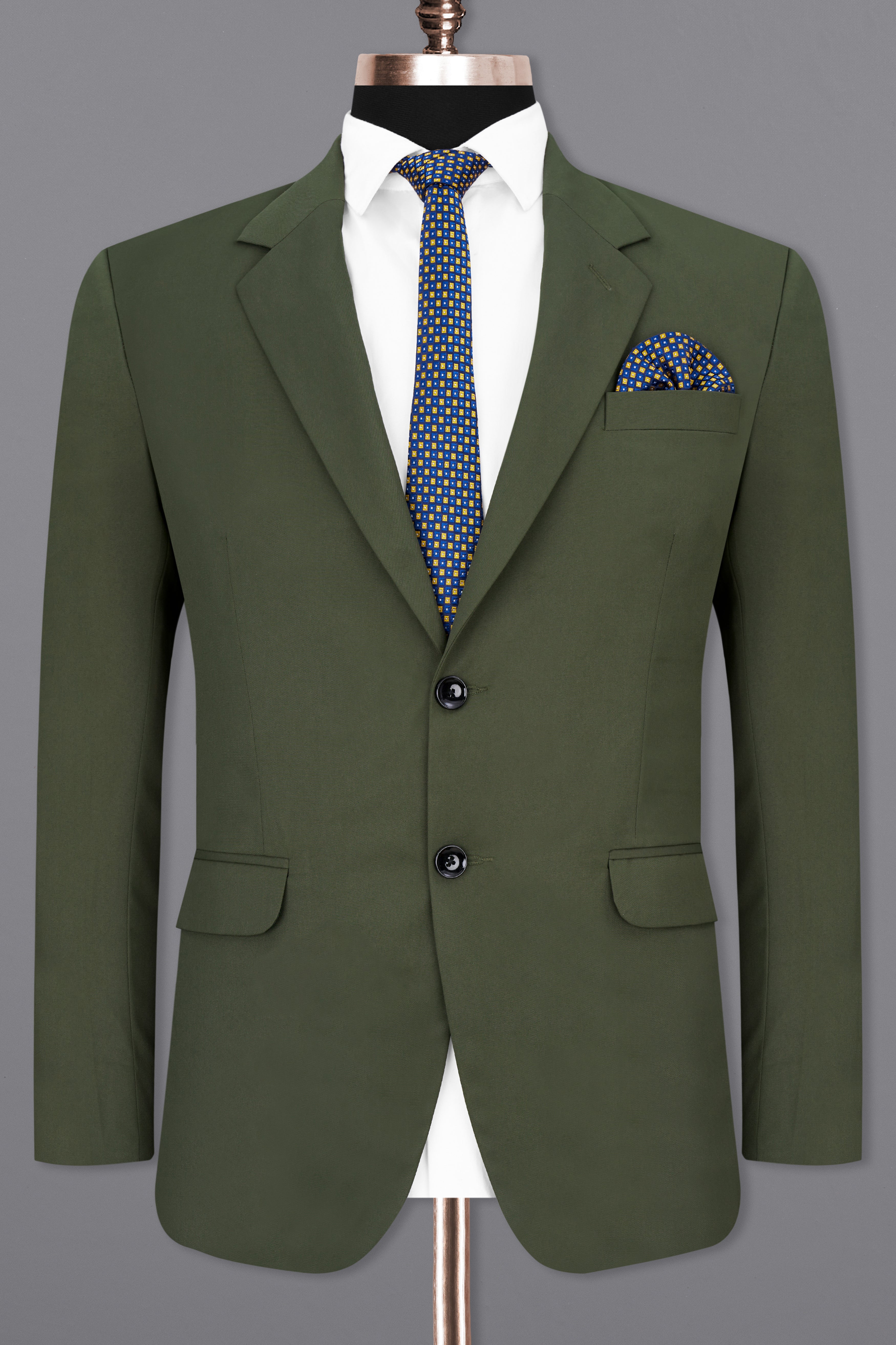 Twill Green Single Breasted Blazer