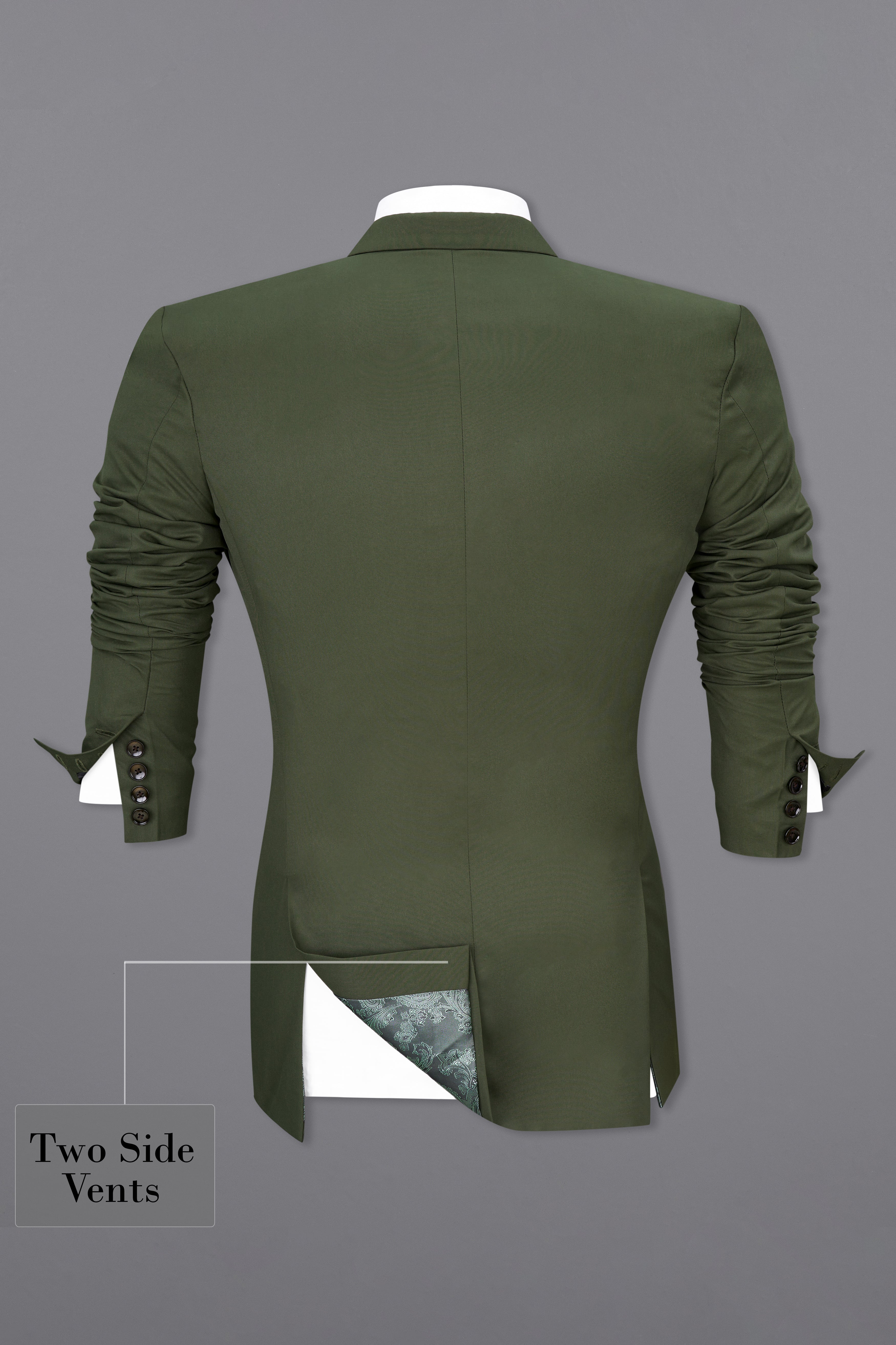 Twill Green Single Breasted Blazer