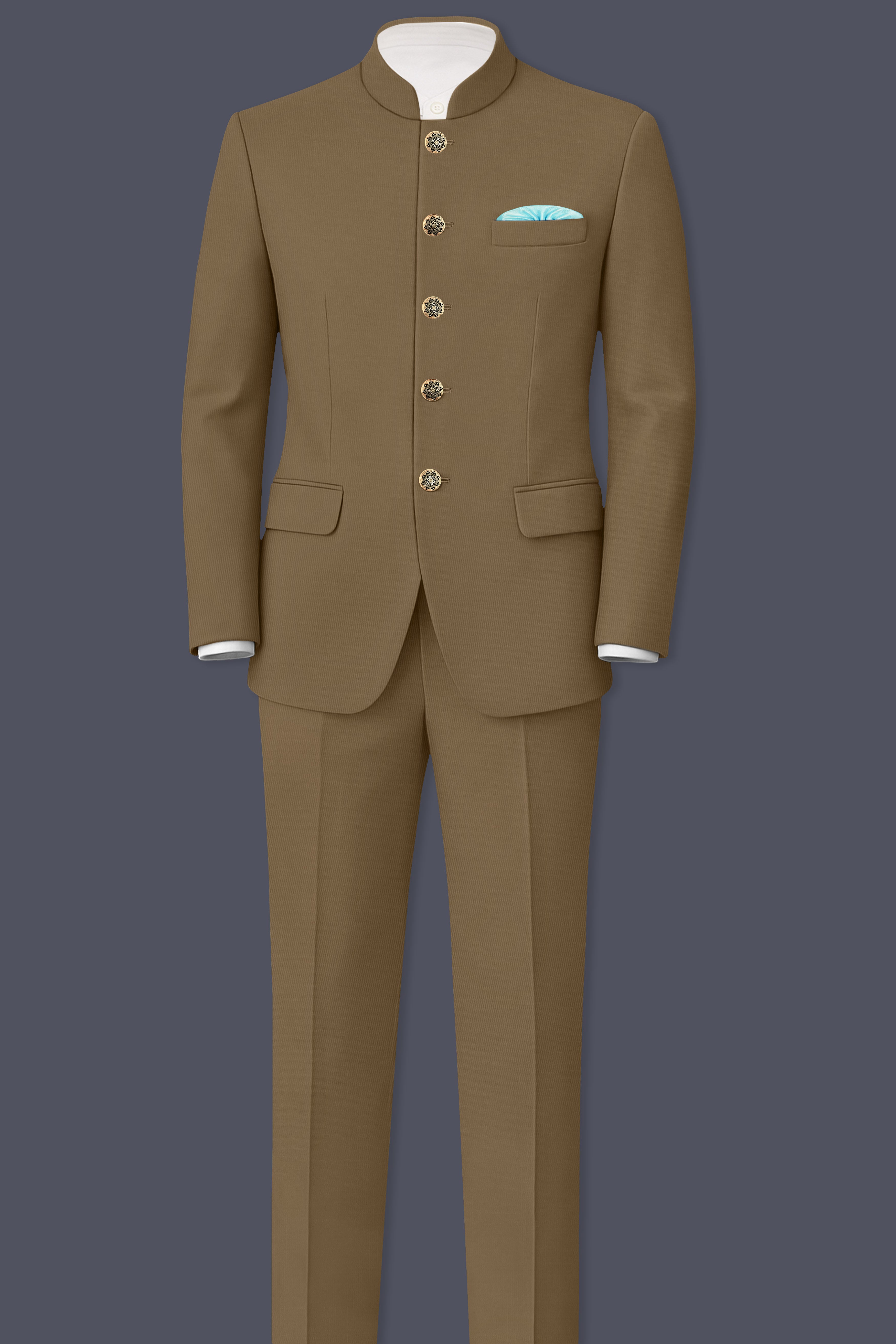 Khaki Brown Bandhgala Blazer