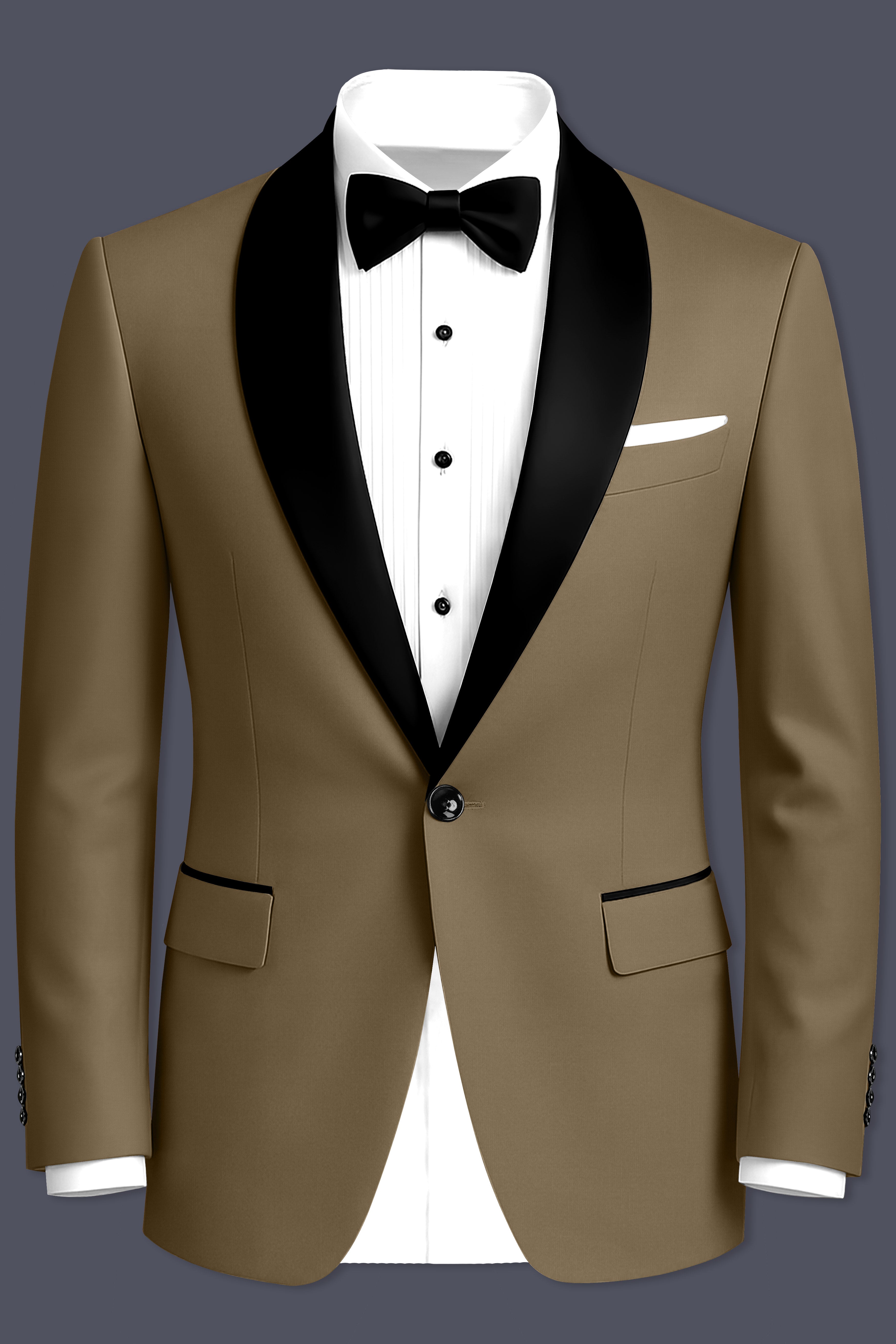Khaki Brown Tuxedo Blazer