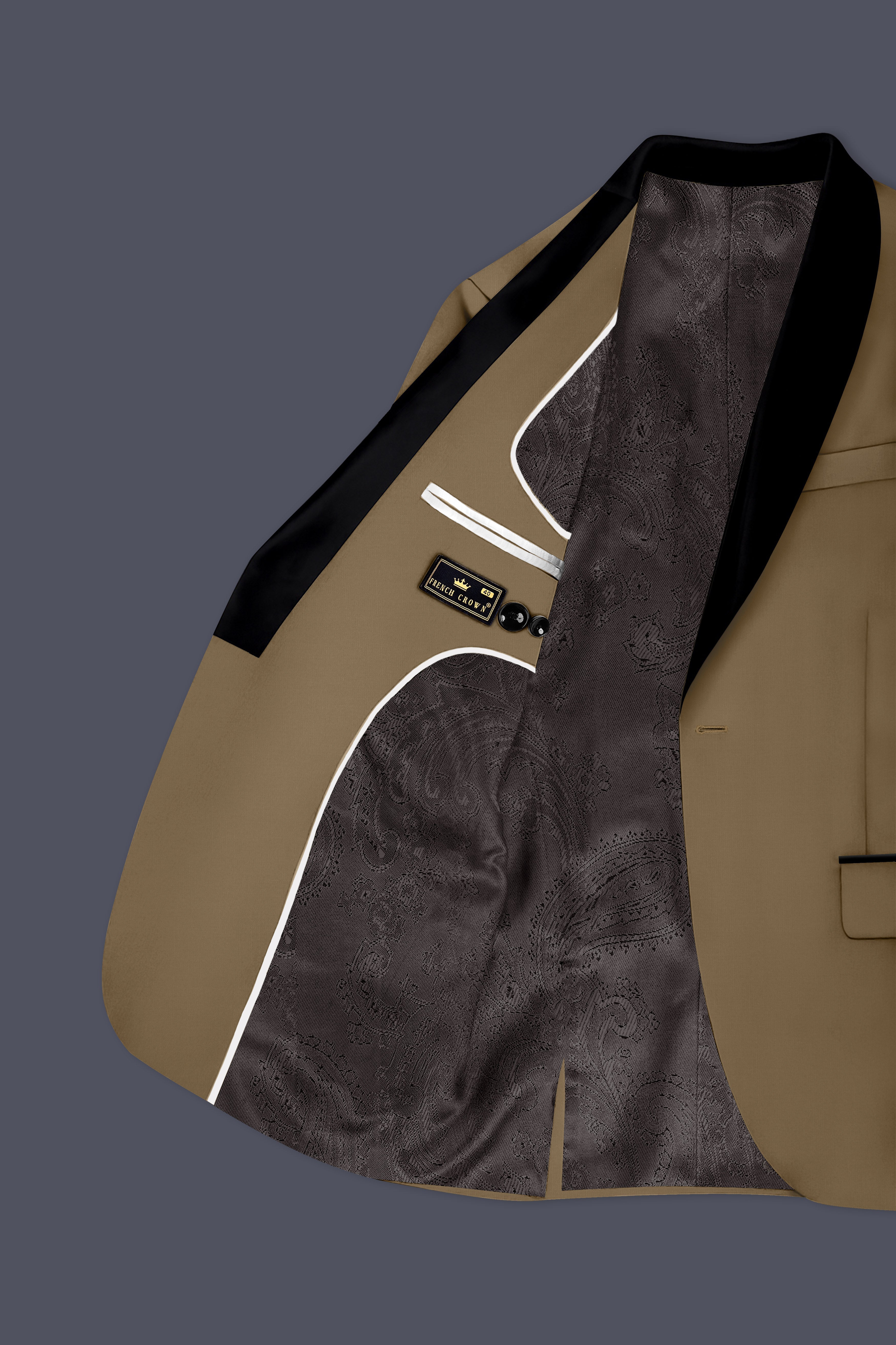 Khaki Brown Tuxedo Blazer