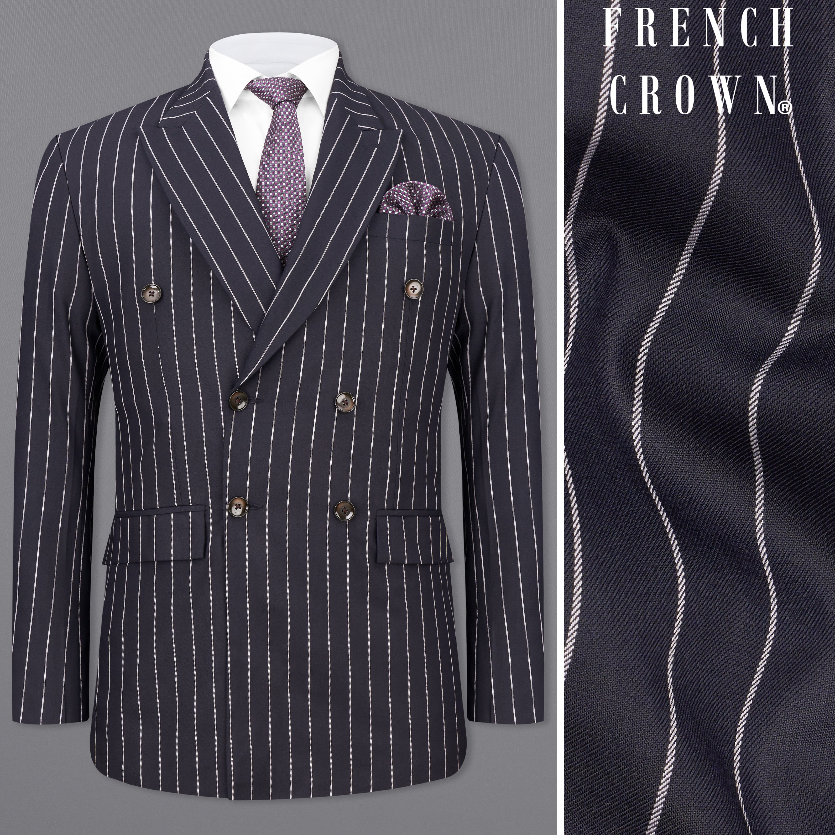 ジャケット Double-Breasted Black White Striped Wool Blazer Ulnomio Men's Stripe Blazer Double Breasted Buttons Suit