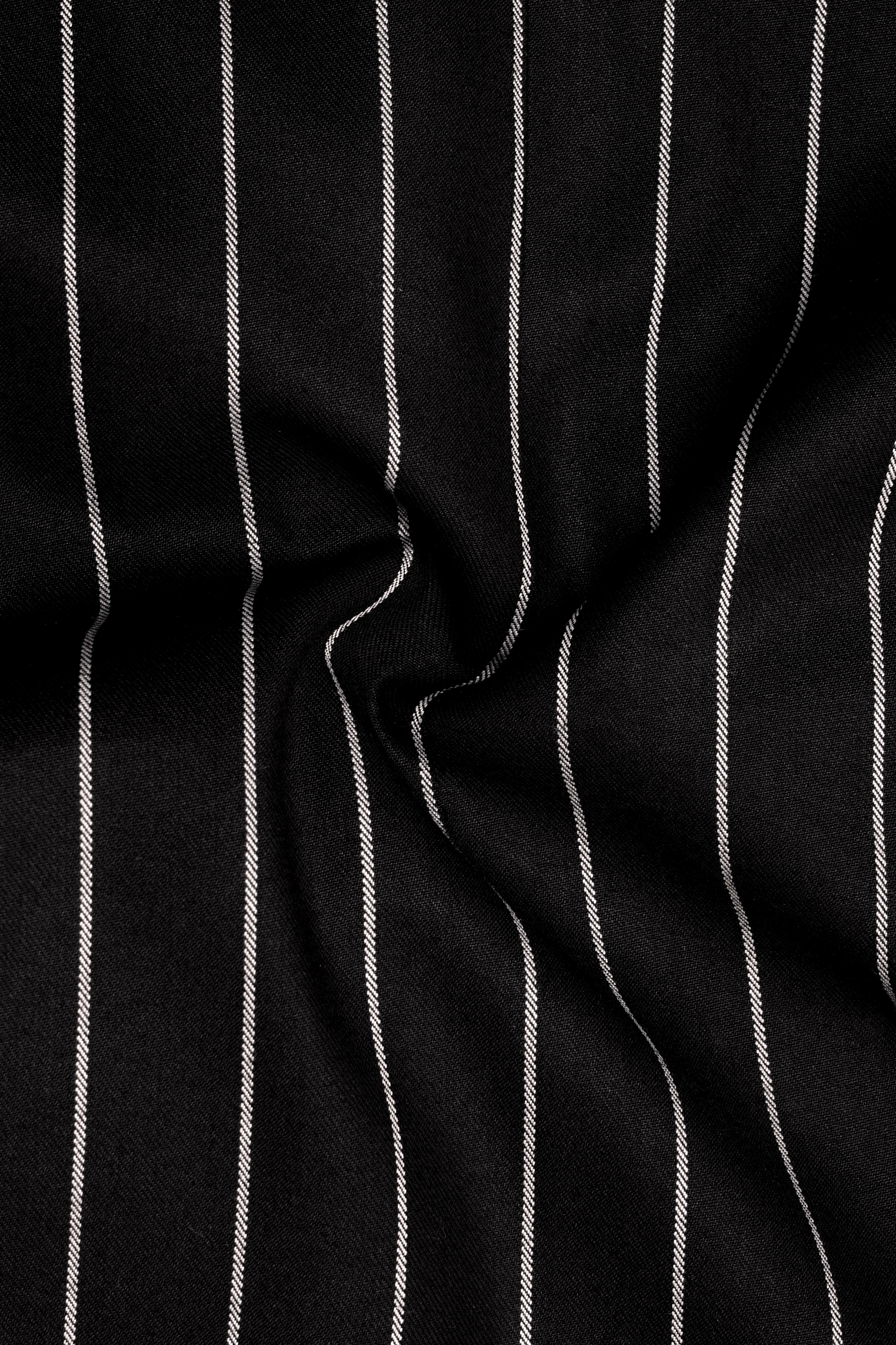 Thunder Black and White Striped Double-Breasted Blazer