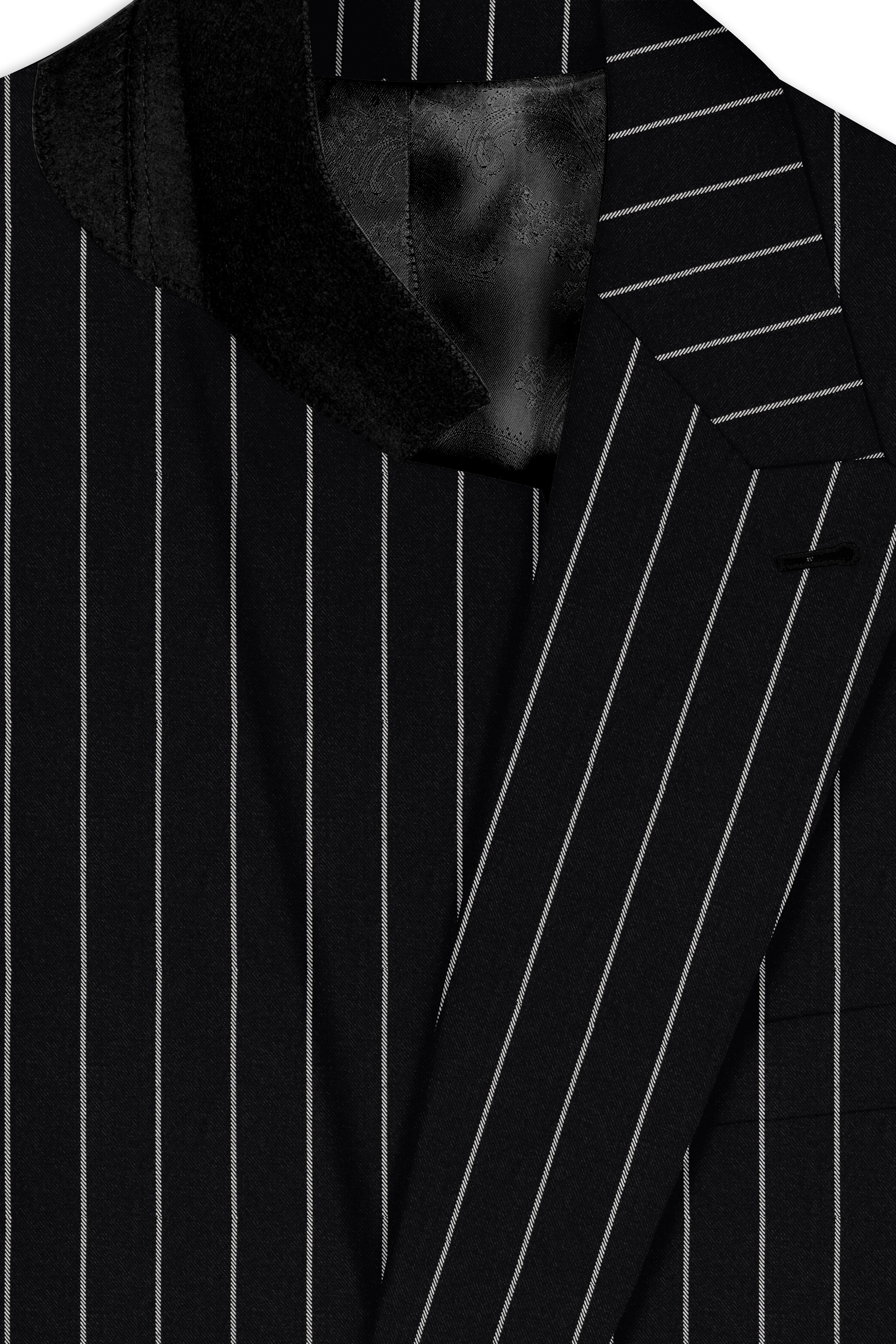 Thunder Black and White Striped Double-Breasted Blazer