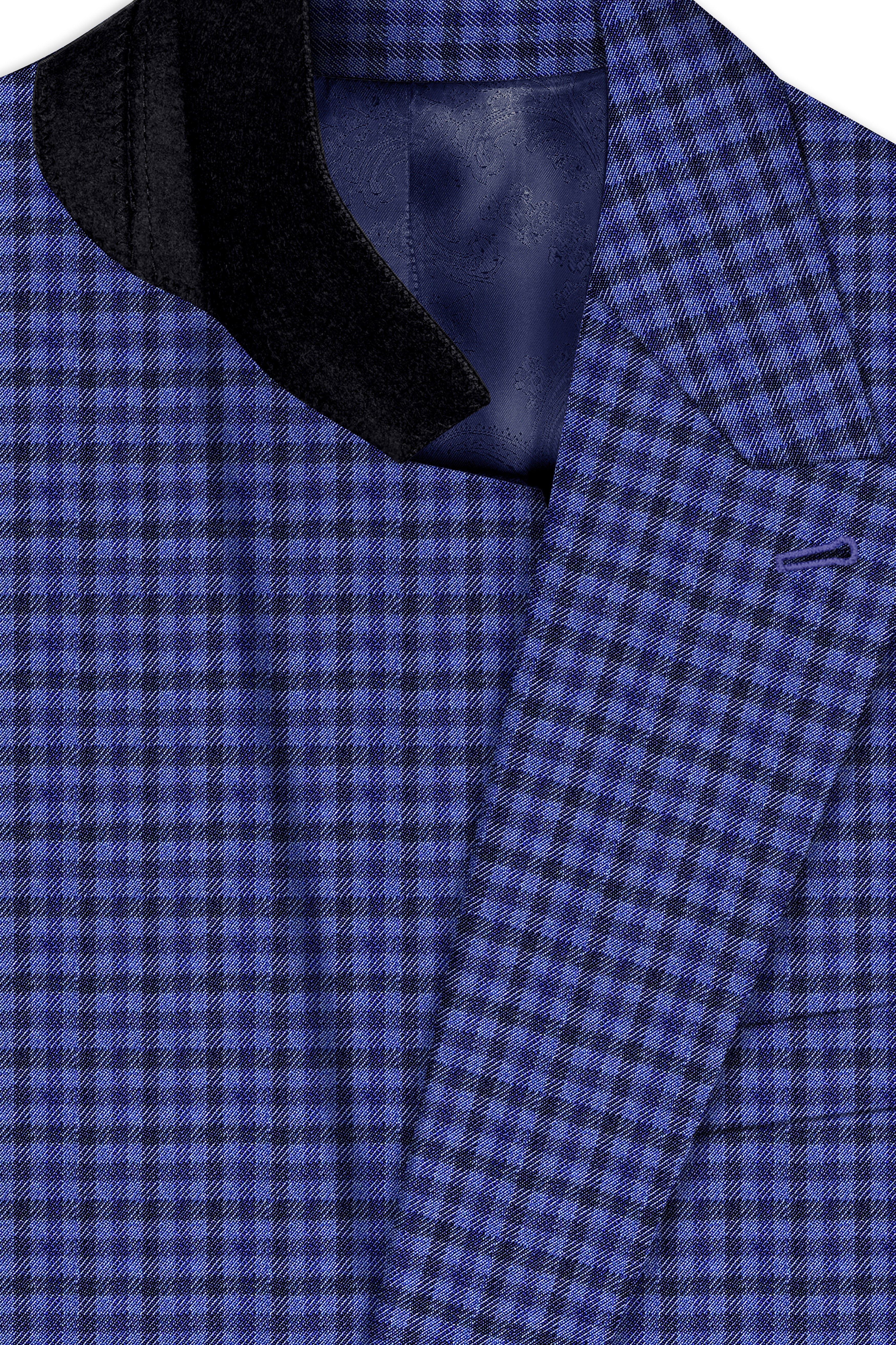Victoria Blue Gingham Checkered Double Breasted Blazer