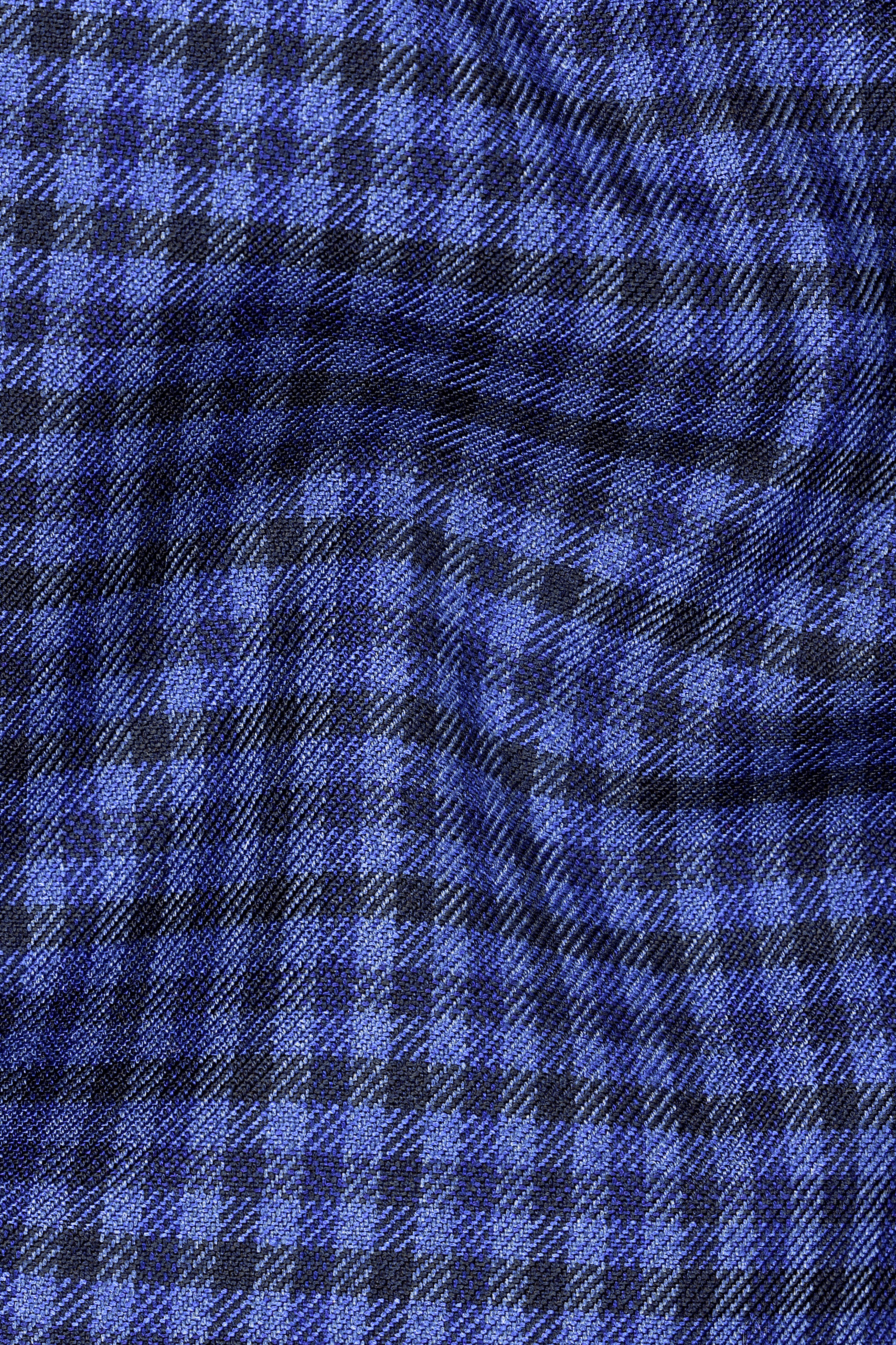 Victoria Blue Gingham Checkered Bandhgala Blazer