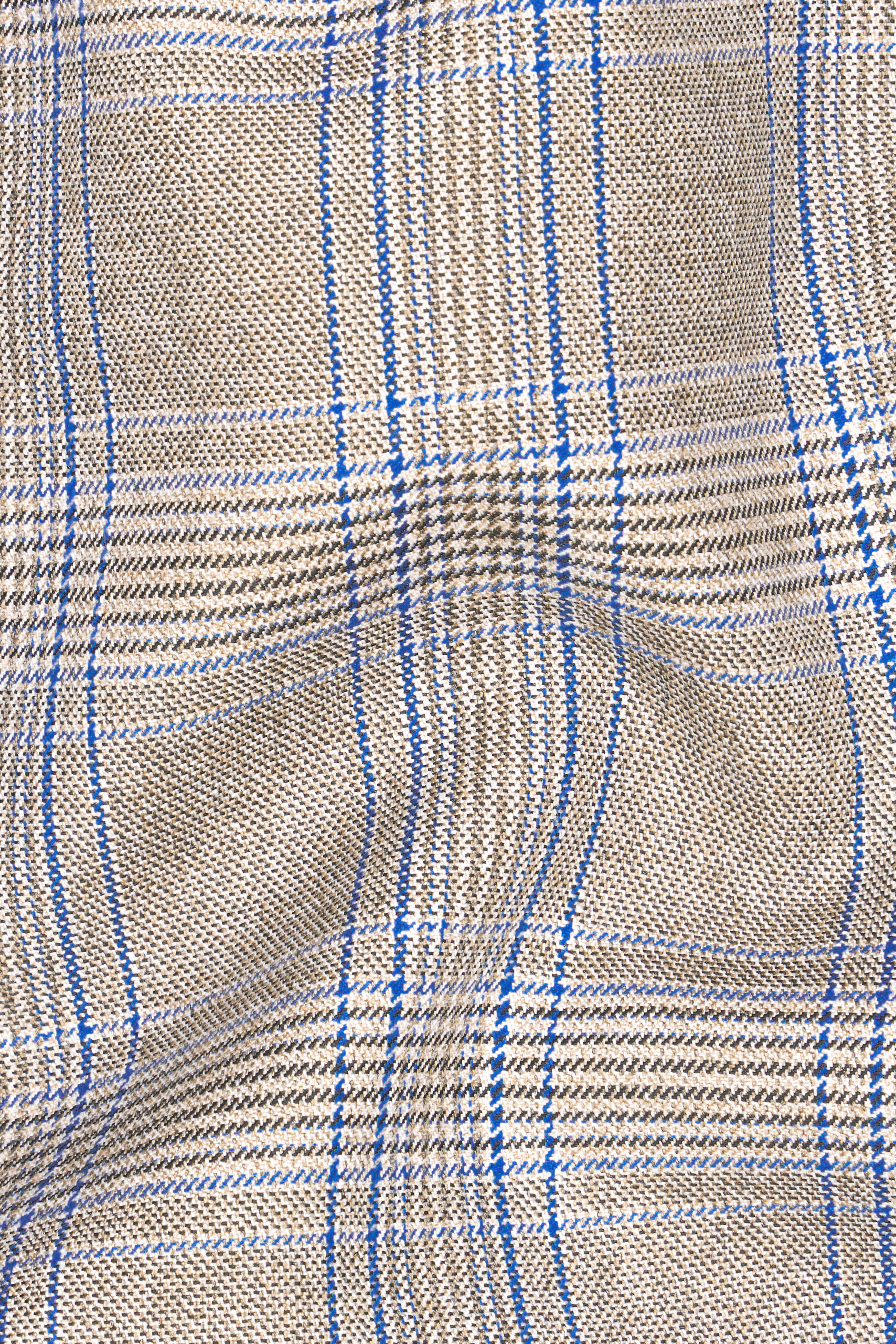 Sandrift Brown with Persian Blue Plaid Double Breasted Blazer