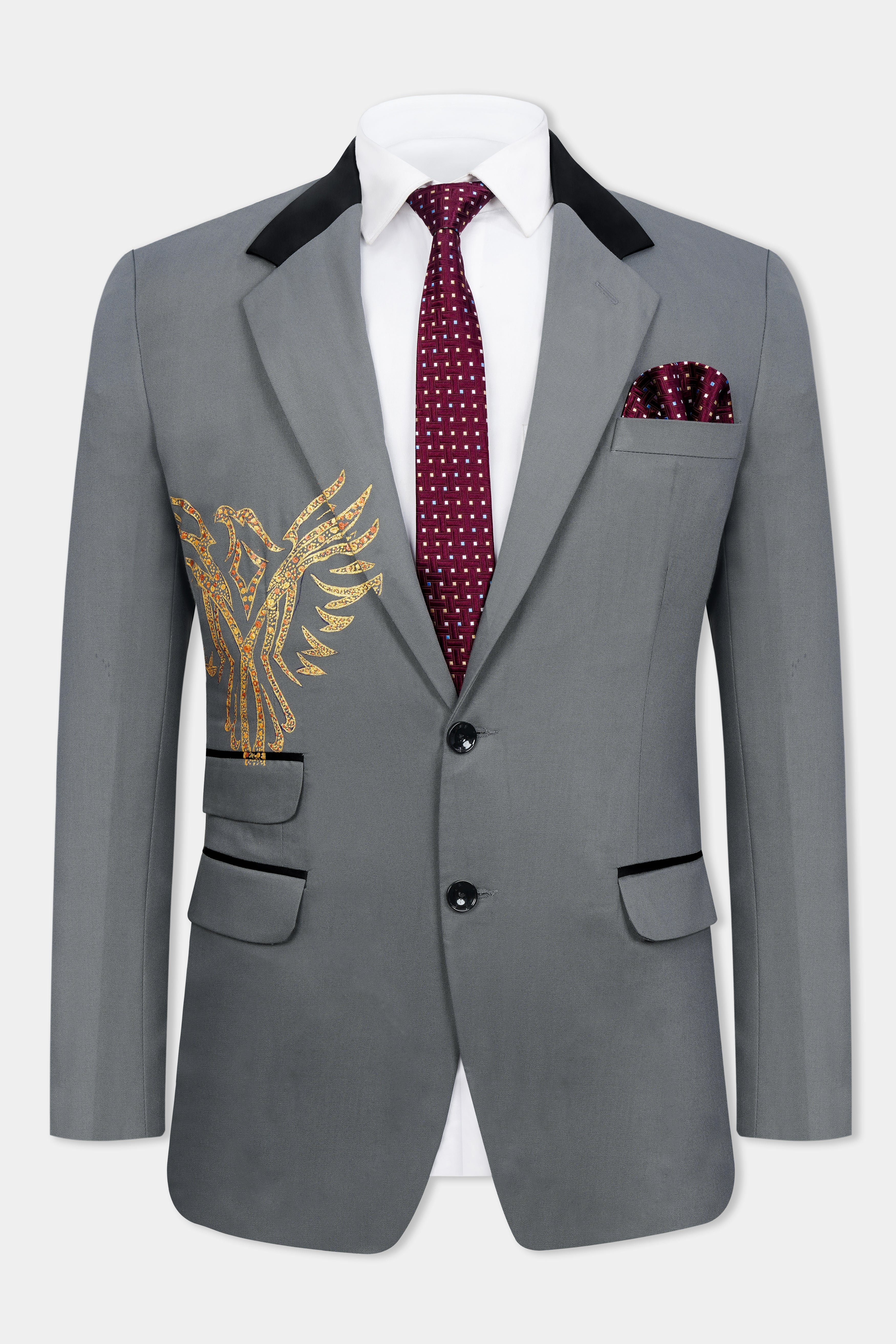 Nevada Gray Eagle Hand Painted Wool Rich Designer Blazer BL2536-SB-D160-ART-36, BL2536-SB-D160-ART-38, BL2536-SB-D160-ART-40, BL2536-SB-D160-ART-42, BL2536-SB-D160-ART-44, BL2536-SB-D160-ART-46, BL2536-SB-D160-ART-48, BL2536-SB-D160-ART-50, BL2536-SB-D160-ART-52, BL2536-SB-D160-ART-54, BL2536-SB-D160-ART-56, BL2536-SB-D160-ART-58, BL2536-SB-D160-ART-60