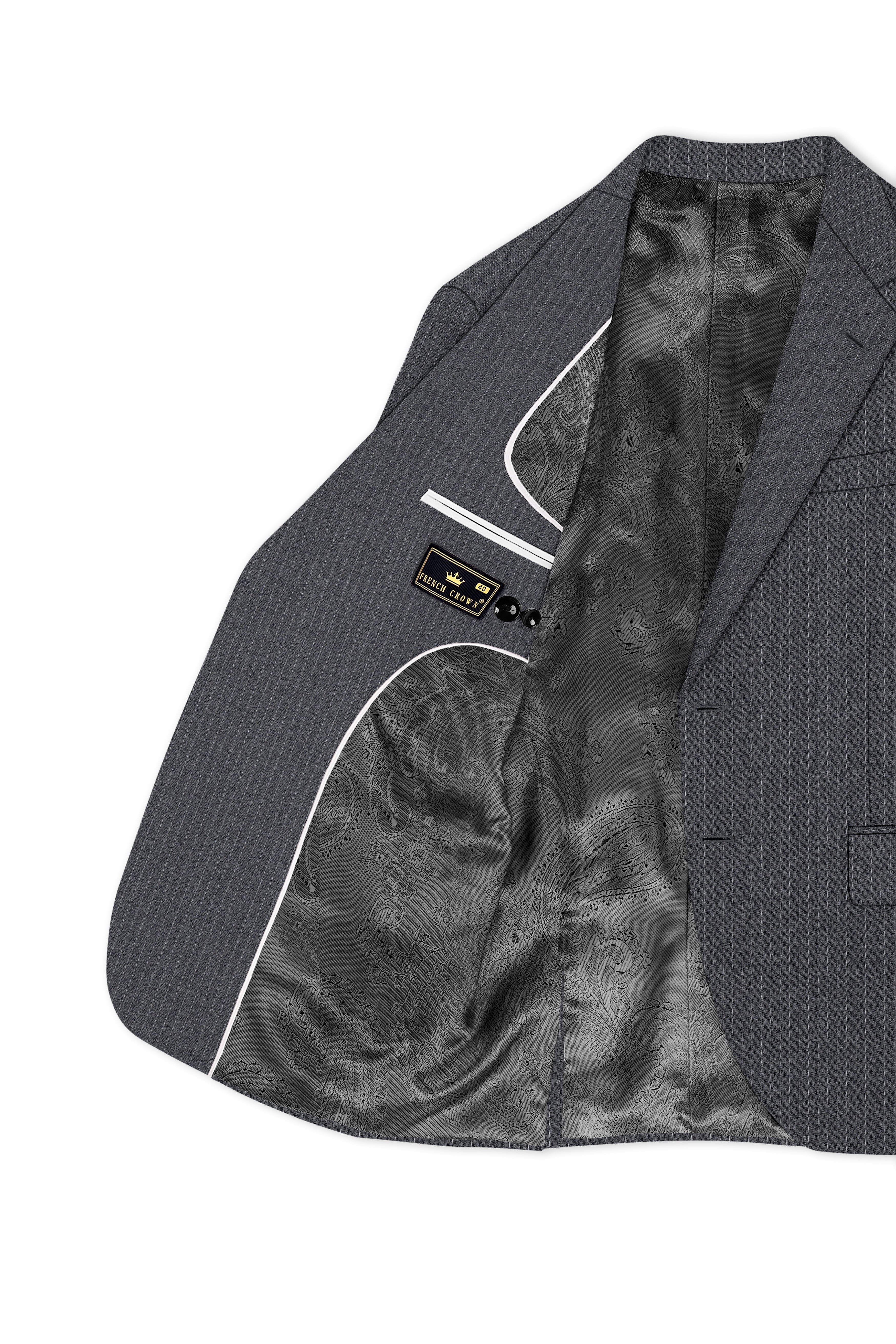 Ironside Gray Striped Single Breasted Blazer