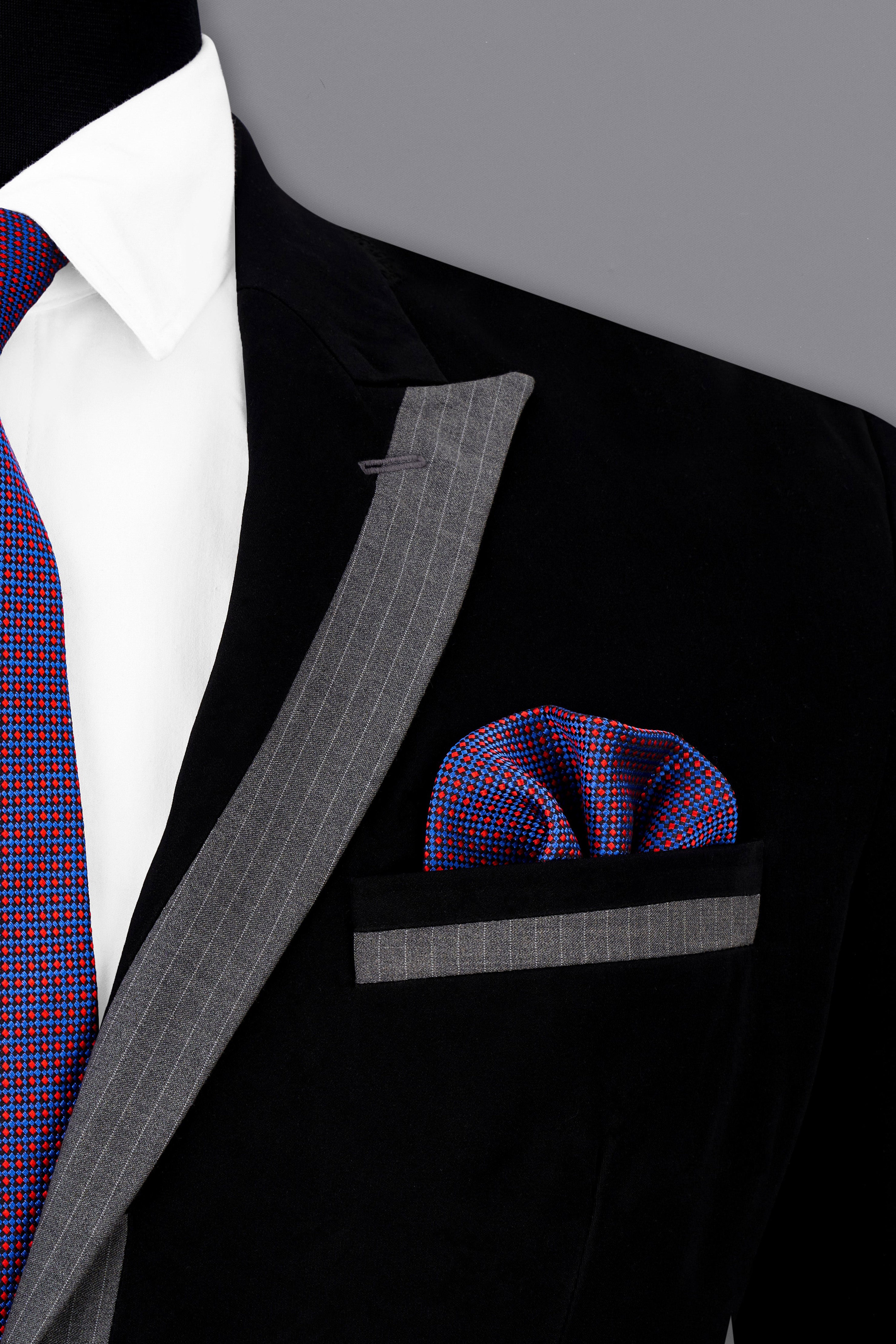 Noirex-Korean Black ( The Best Black We Have ) with Gray 4-Way Stretch Single Breasted Designer Blazer