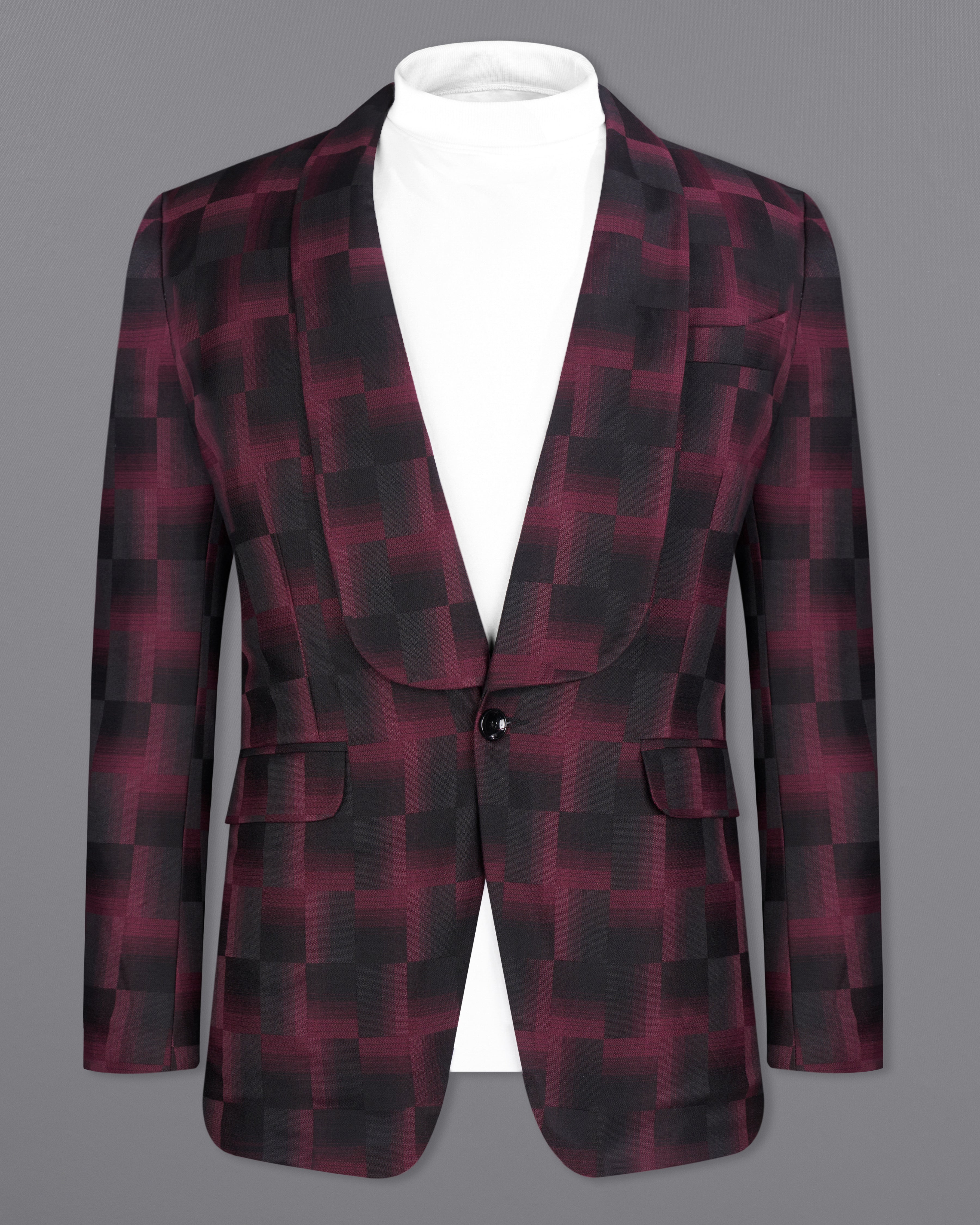 Jade Black with Finn Red Square Textured Designer Blazer BL2603-D139-36, BL2603-D139-38, BL2603-D139-40, BL2603-D139-42, BL2603-D139-44, BL2603-D139-46, BL2603-D139-48, BL2603-D139-50, BL2603-D139-52, BL2603-D139-54, BL2603-D139-56, BL2603-D139-58, BL2603-D139-60