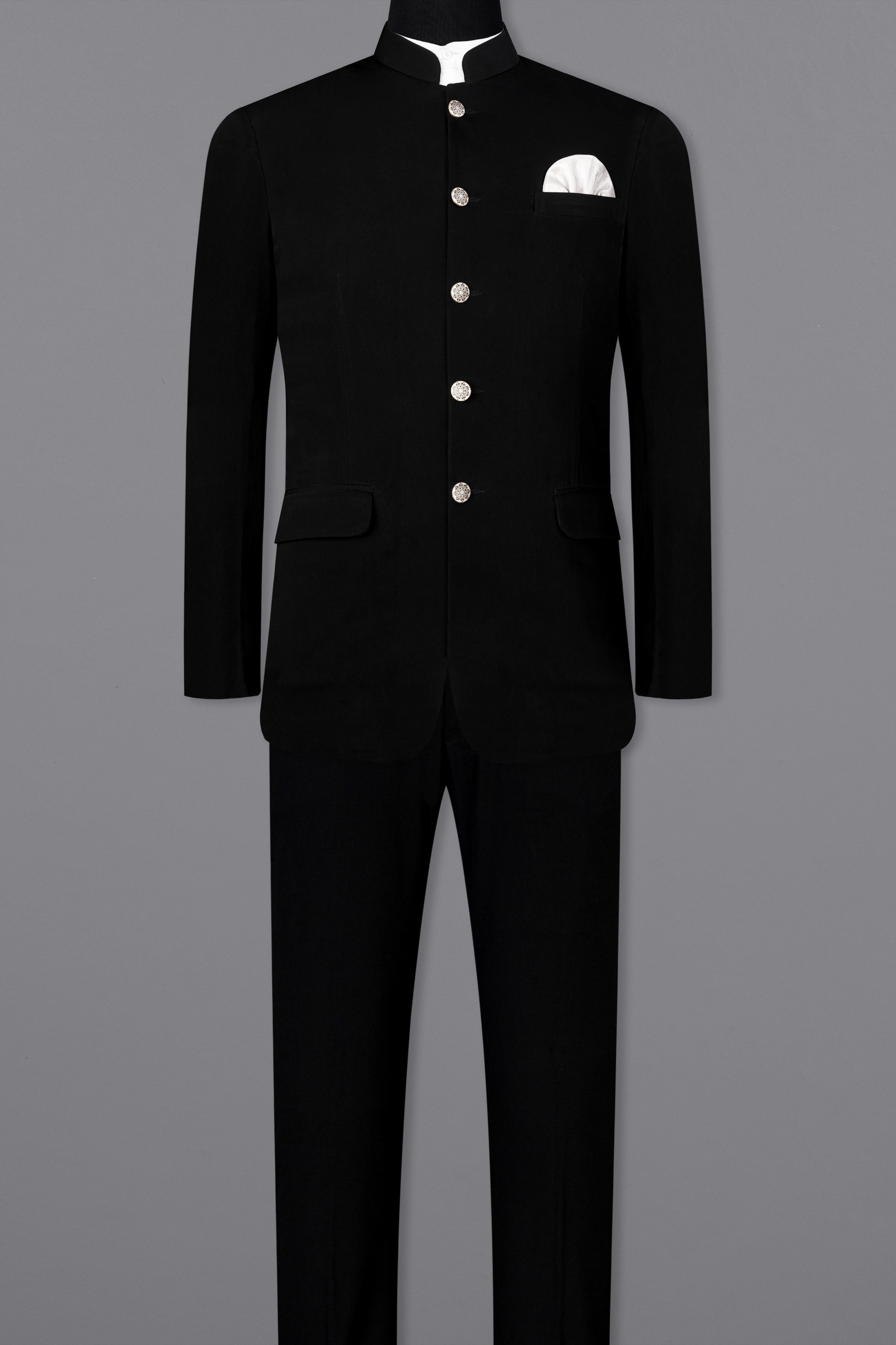 Noirex-Korean Black (The Best Black We Have) Bandhgala 4-Way Stretch Blazer