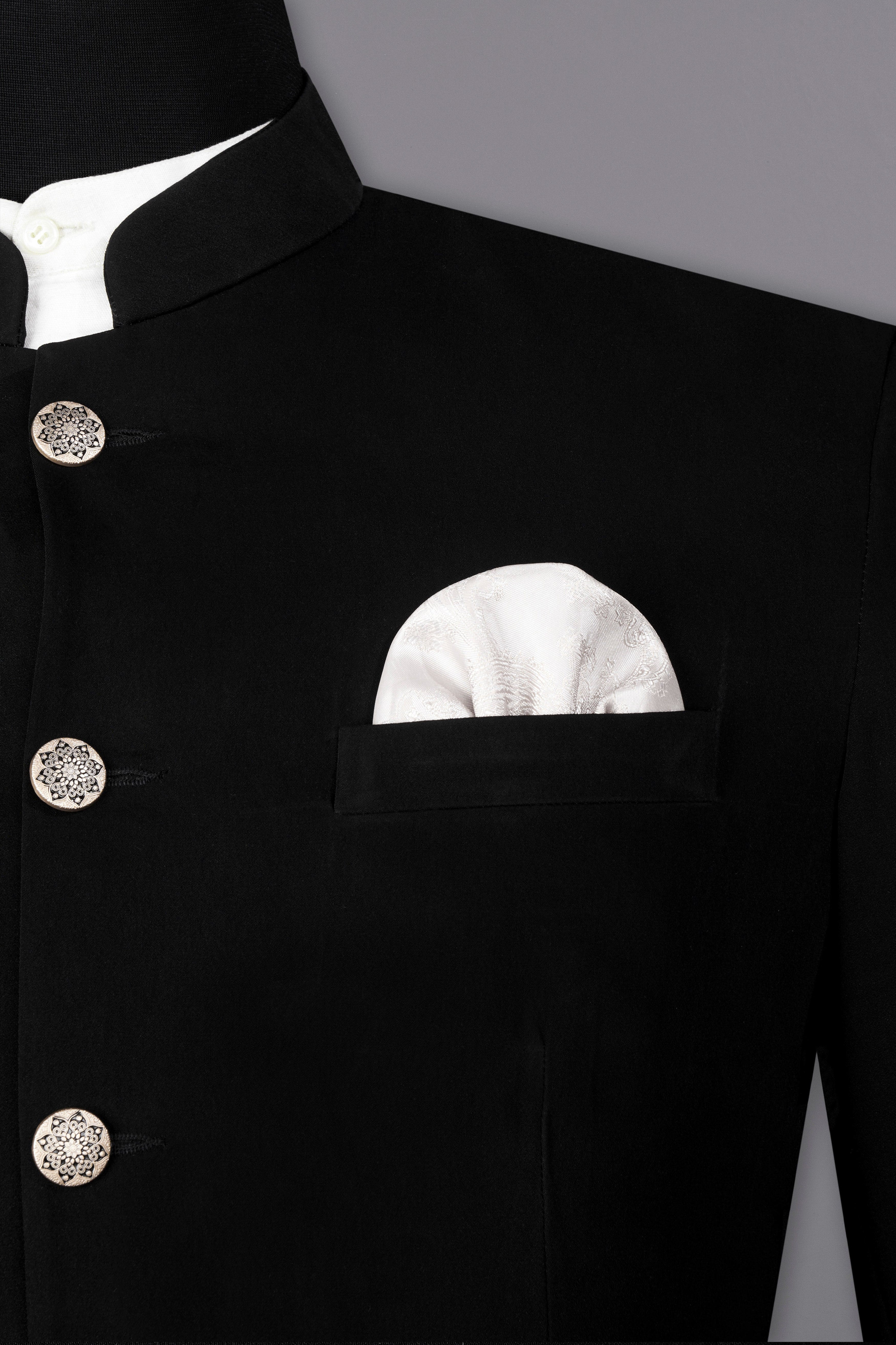Noirex-Korean Black (The Best Black We Have) Bandhgala 4-Way Stretch Blazer